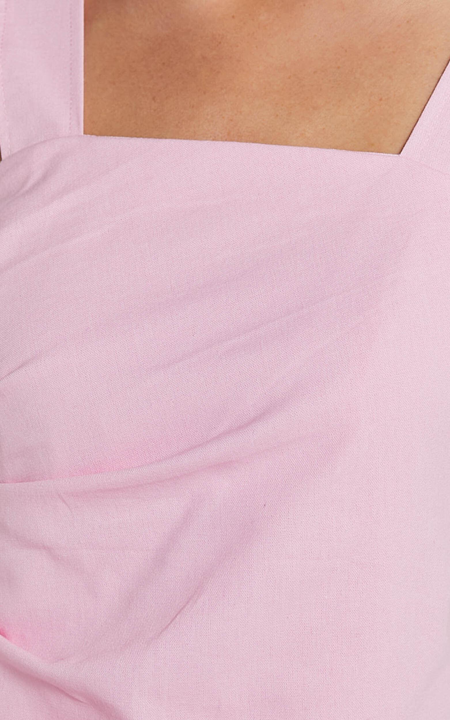 Abby Mini Dress - Straight Neck Wide Strap Wrap Dress in Pink Product Image