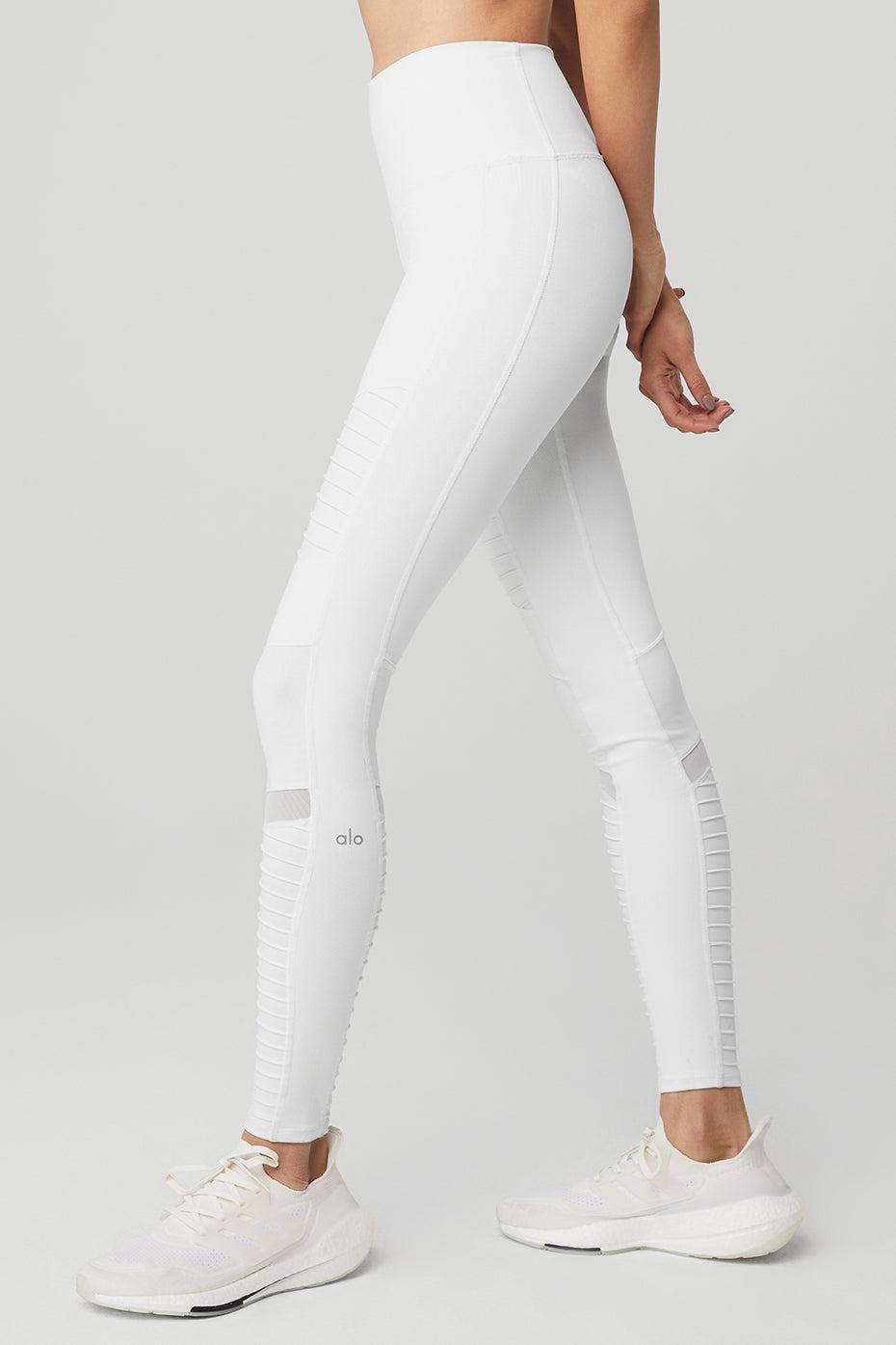 High-Waist Moto Legging - White/White Glossy Product Image