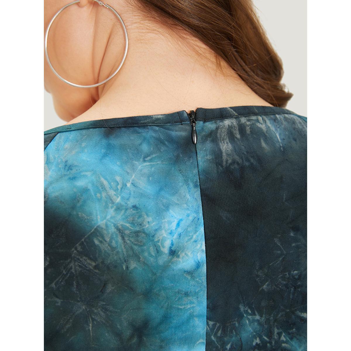 Plus Size Multicolor Tie Dye Button Up Ties Raglan Sleeve Jumpsuit Women Casual Short sleeve Round Neck Dailywear Loose Jumpsuits BloomChic 22-24/3X Product Image