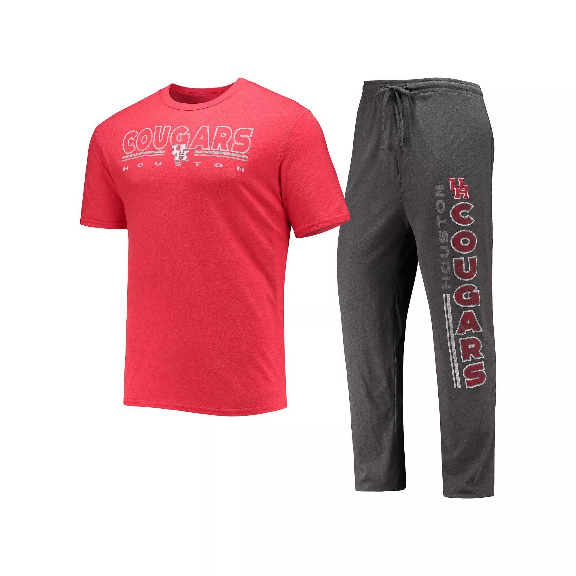 Men's Concepts Sport Heathered Charcoal/Red Houston Cougars Meter T-Shirt & Pants Sleep Set, Size: Medium, Hou Charco Product Image