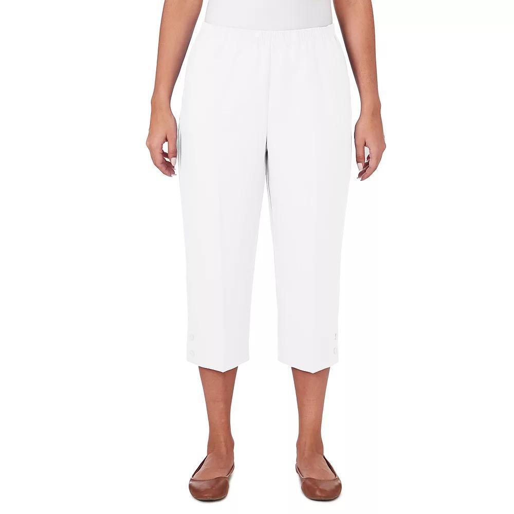 Petite Alfred Dunner Button Hem Capri Pants, Women's, Size: 16 Petite, White Product Image