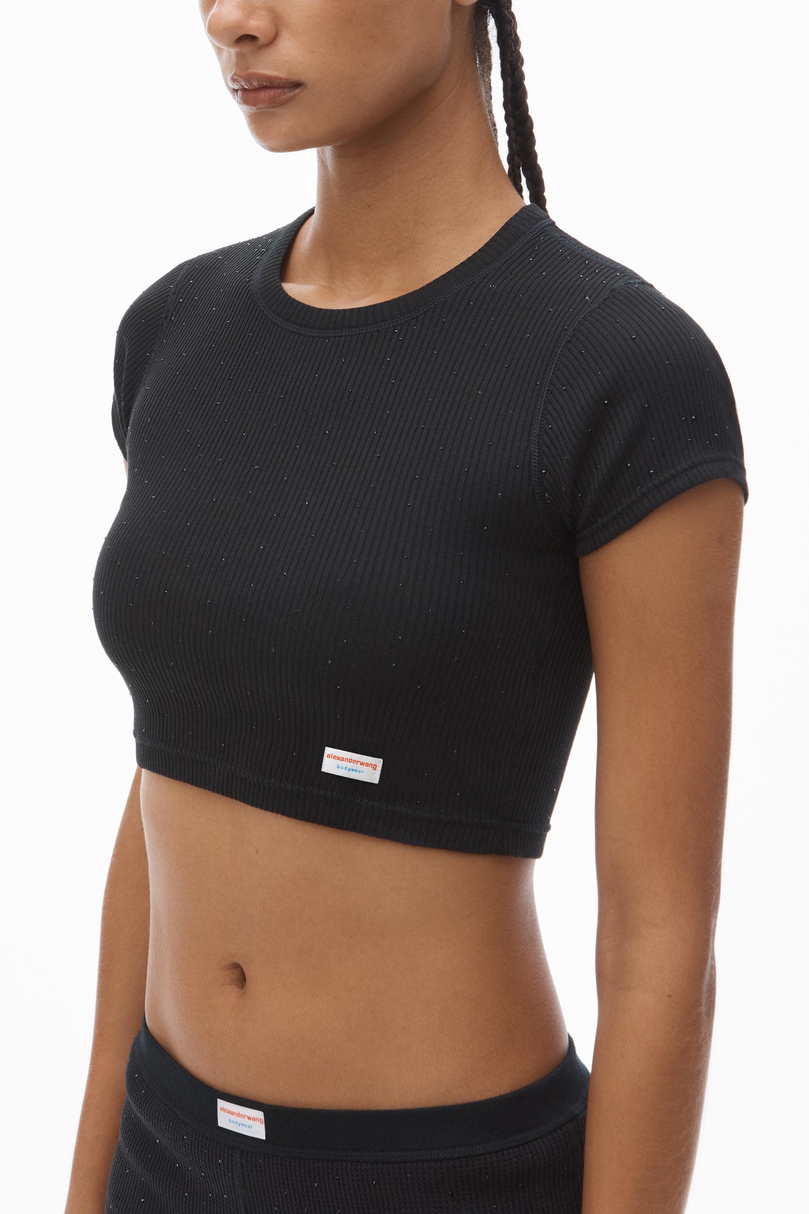 Crystal Hotfix Cropped Camisole In Waffle Knit Product Image