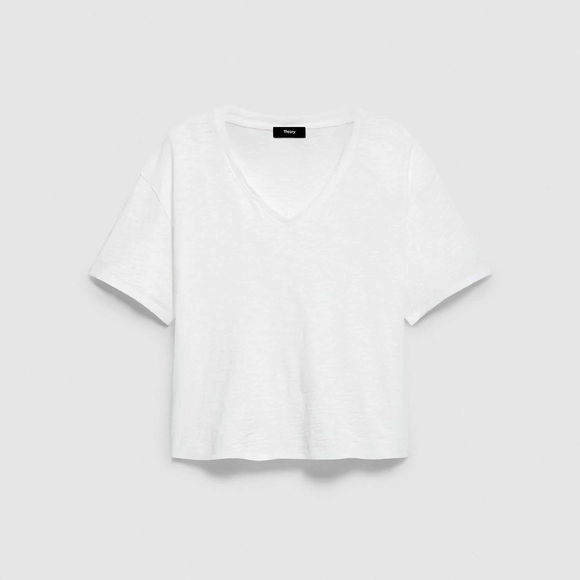 Slub Cotton Relaxed V-Neck Tee | Theory Product Image
