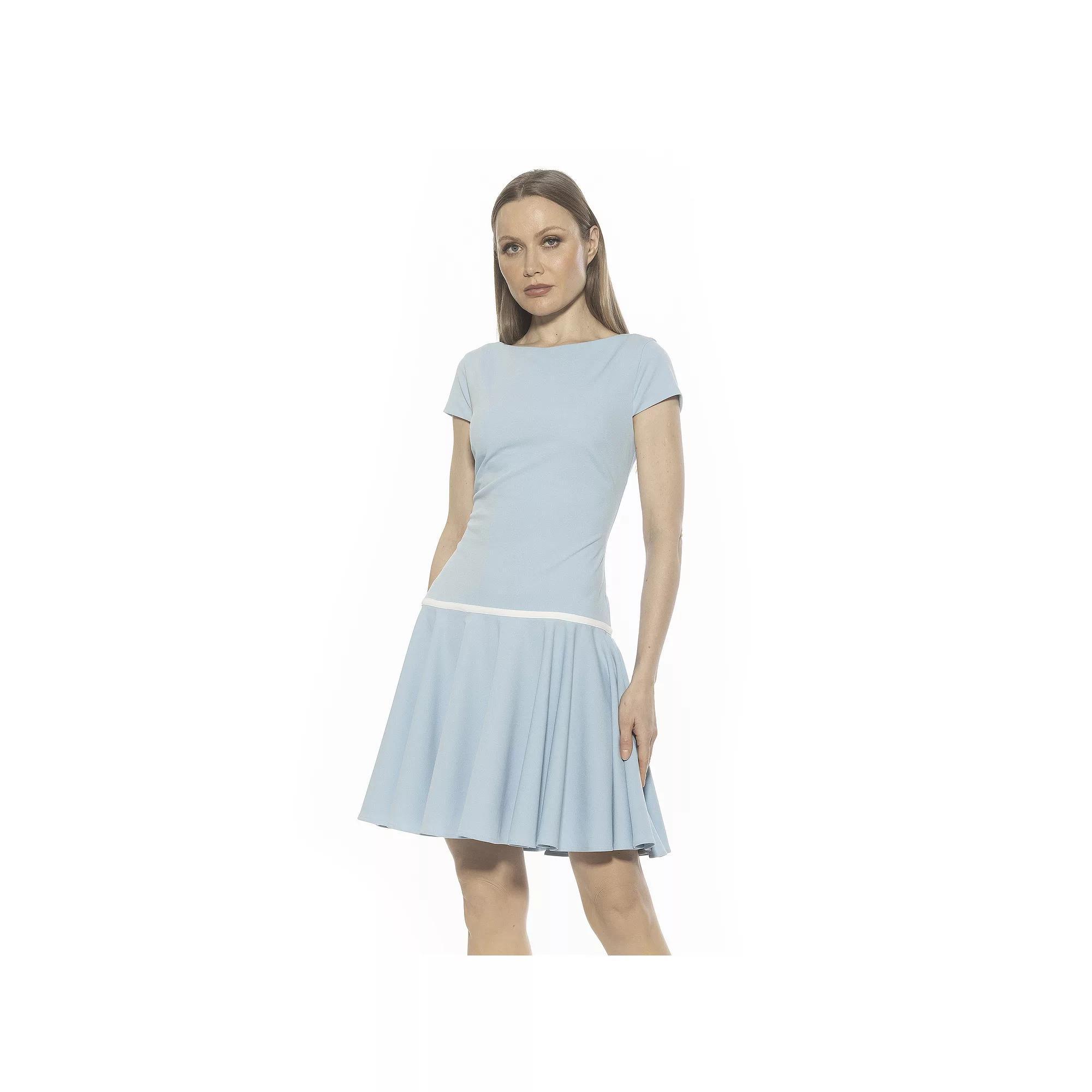 Women's ALEXIA ADMOR Aoife Boatneck Cap Sleeve Dropped Waist Dress, Size: Medium, Halogen Blue Product Image