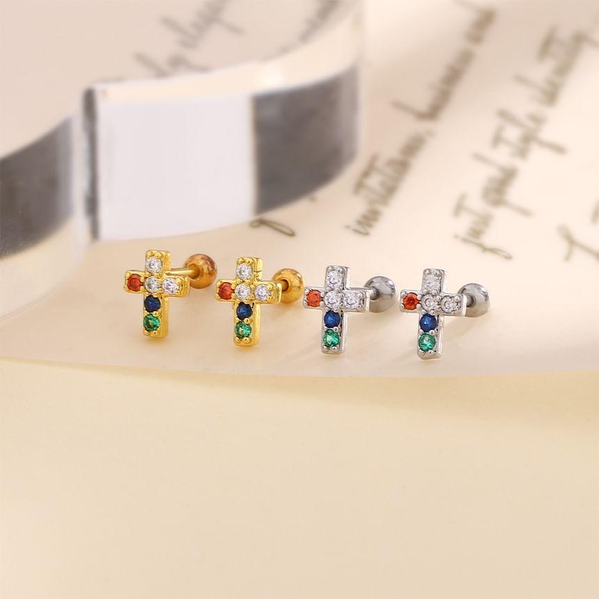 CZ Cross Stud Earring Product Image