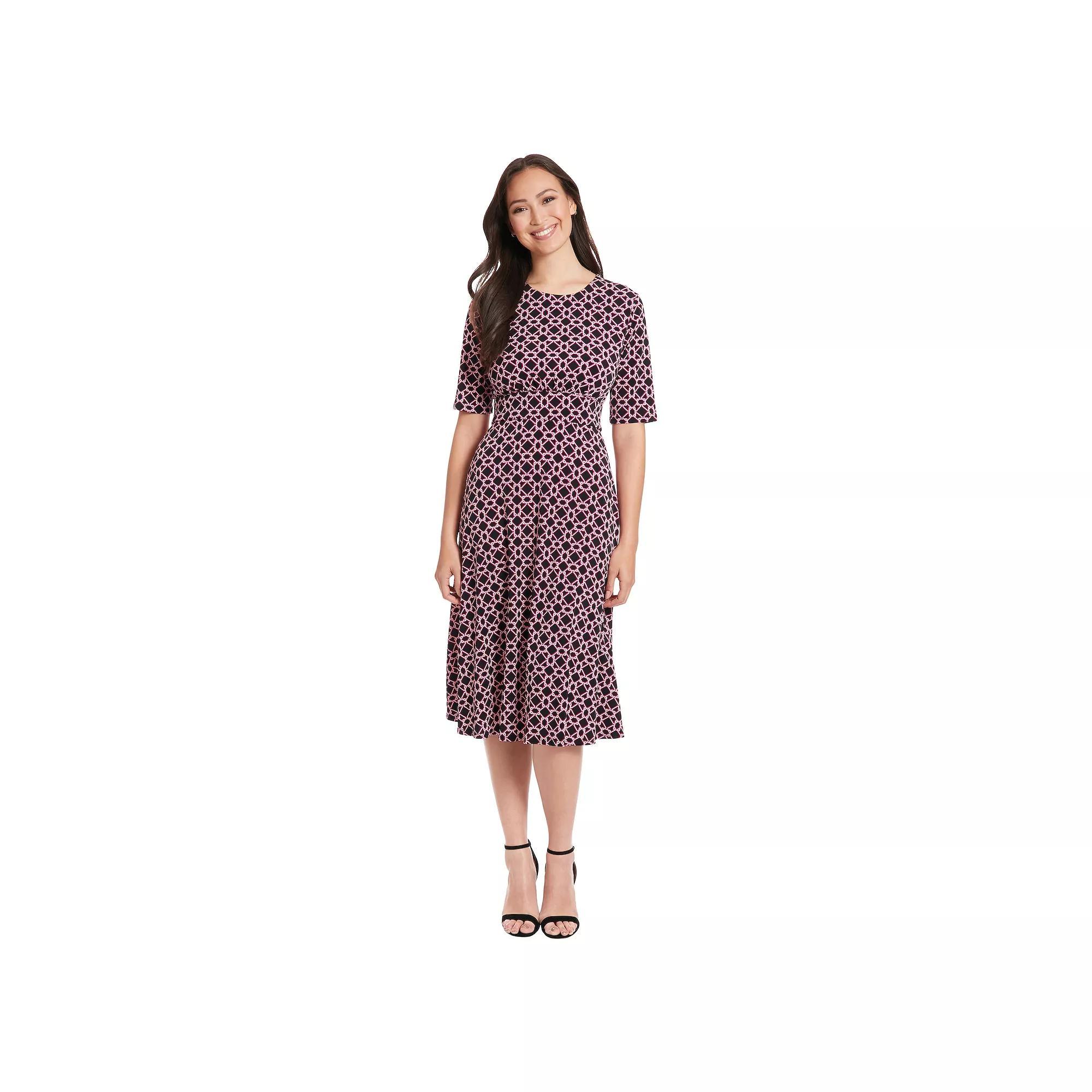 Women's London Times Printed Midi A-Line Dress, Size: 10, Black Product Image