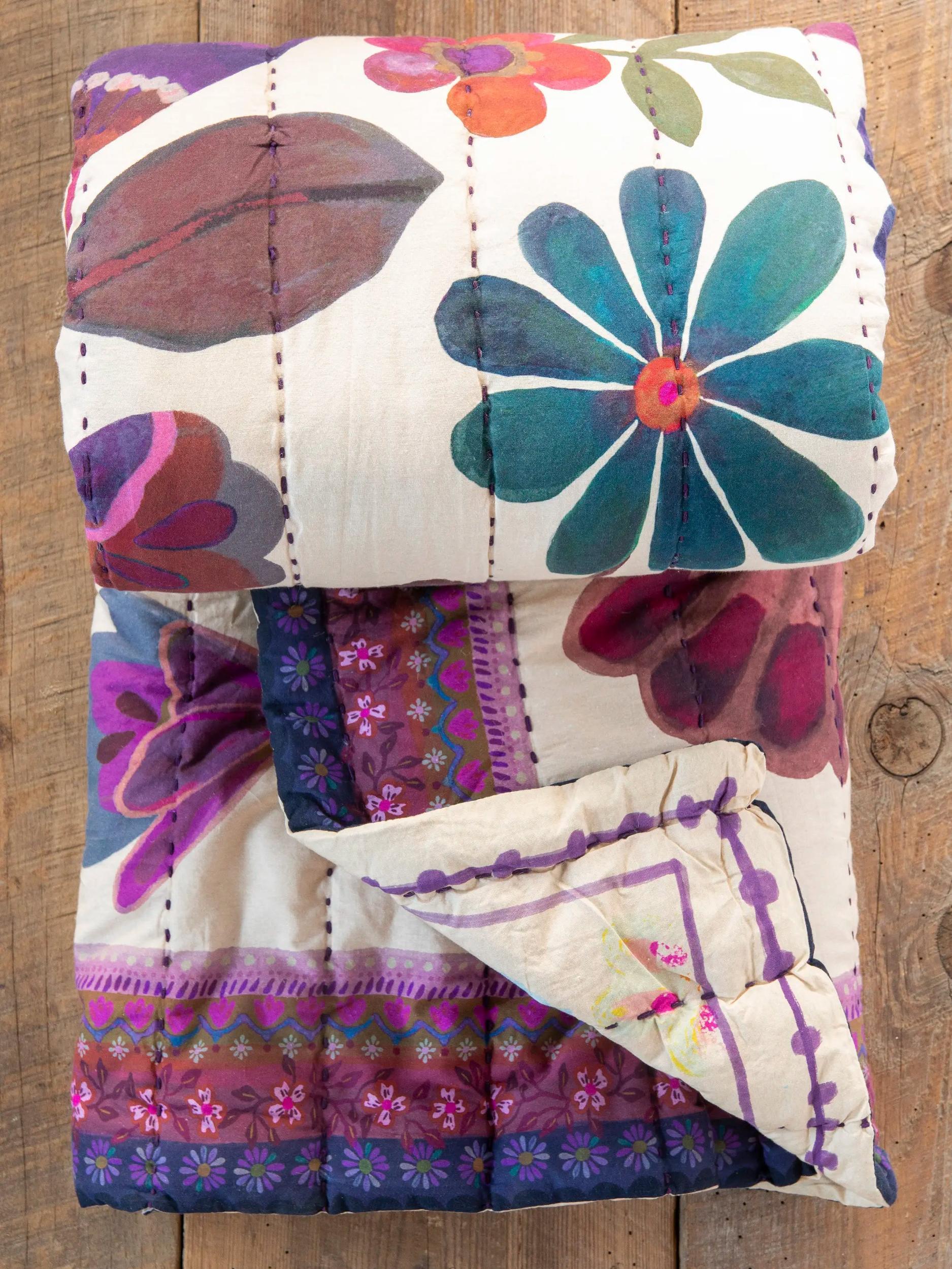 Bungalow Reversible Cotton Quilt - Jewel Garden Product Image