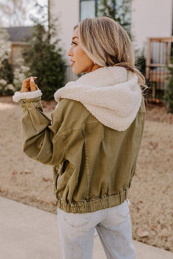 Layer Lover Sherpa Denim Jacket in Olive Product Image