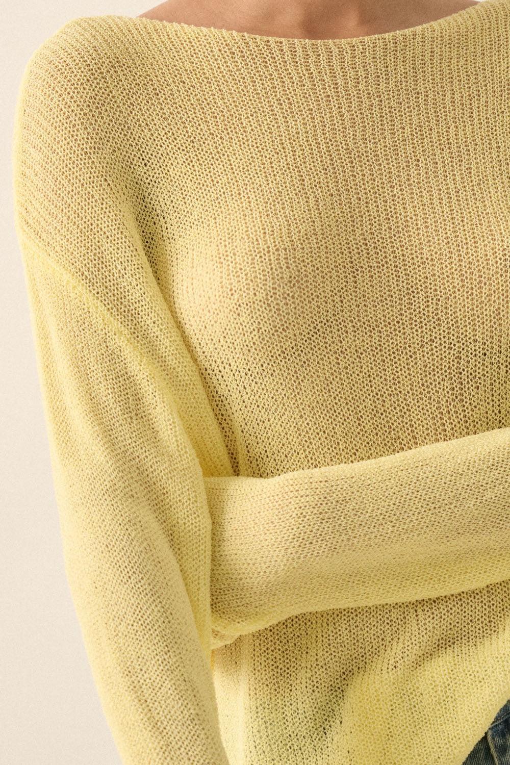 Lightweight Knit Loose-Fit Boatneck Sweater Product Image