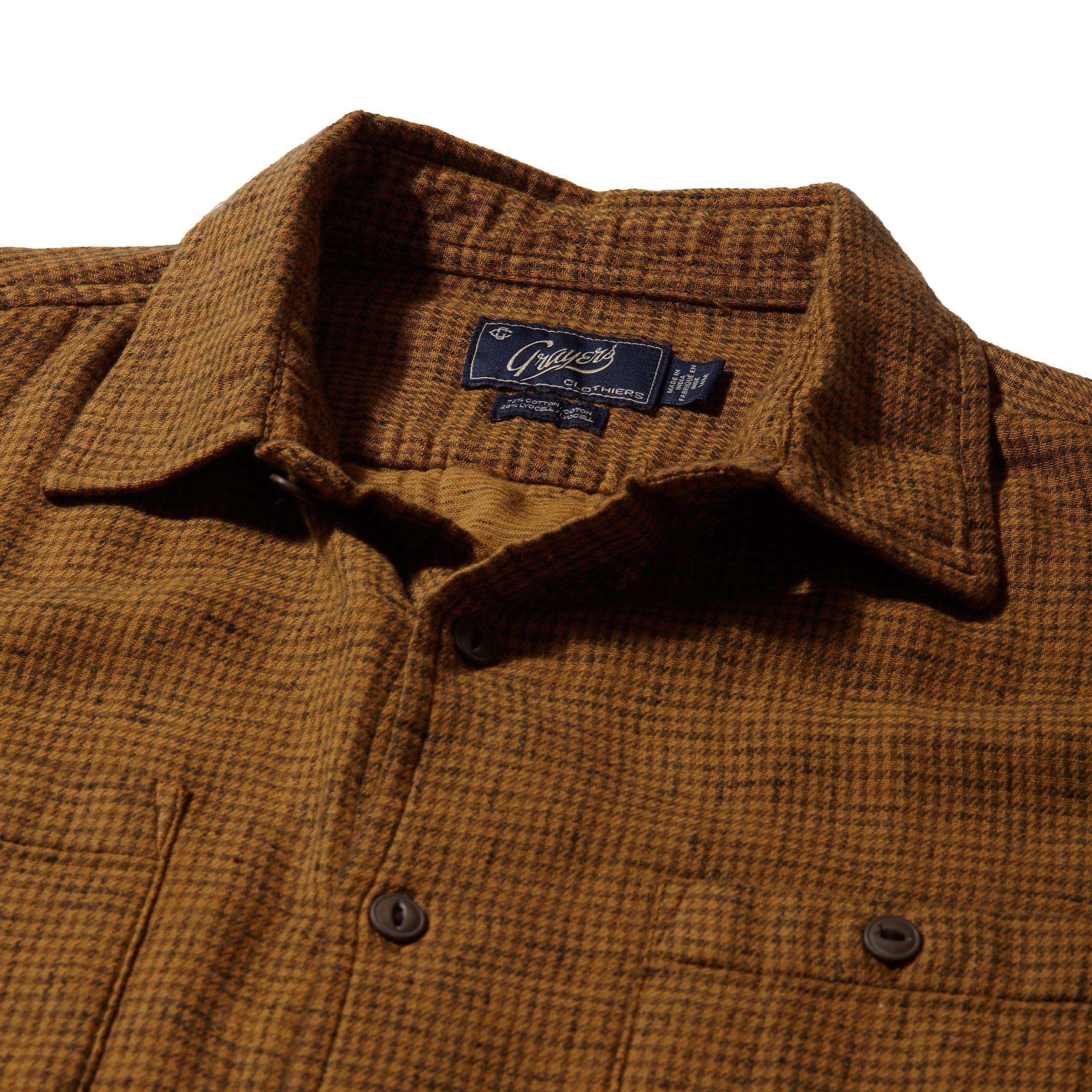 Houndstooth Double Cloth Workshirt - Dark Curry Product Image