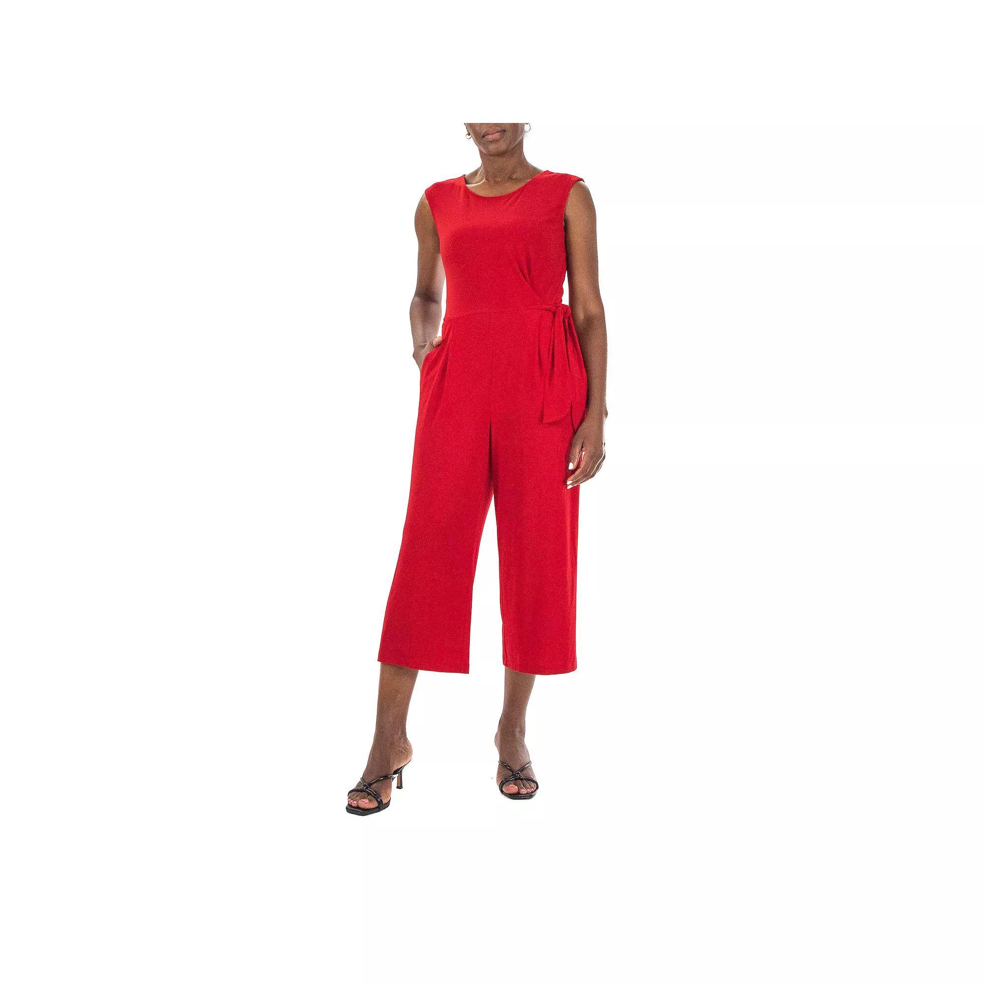 Women's Nina Leonard Sleeveless Culotte Jumpsuit, Size: XL, Red Product Image