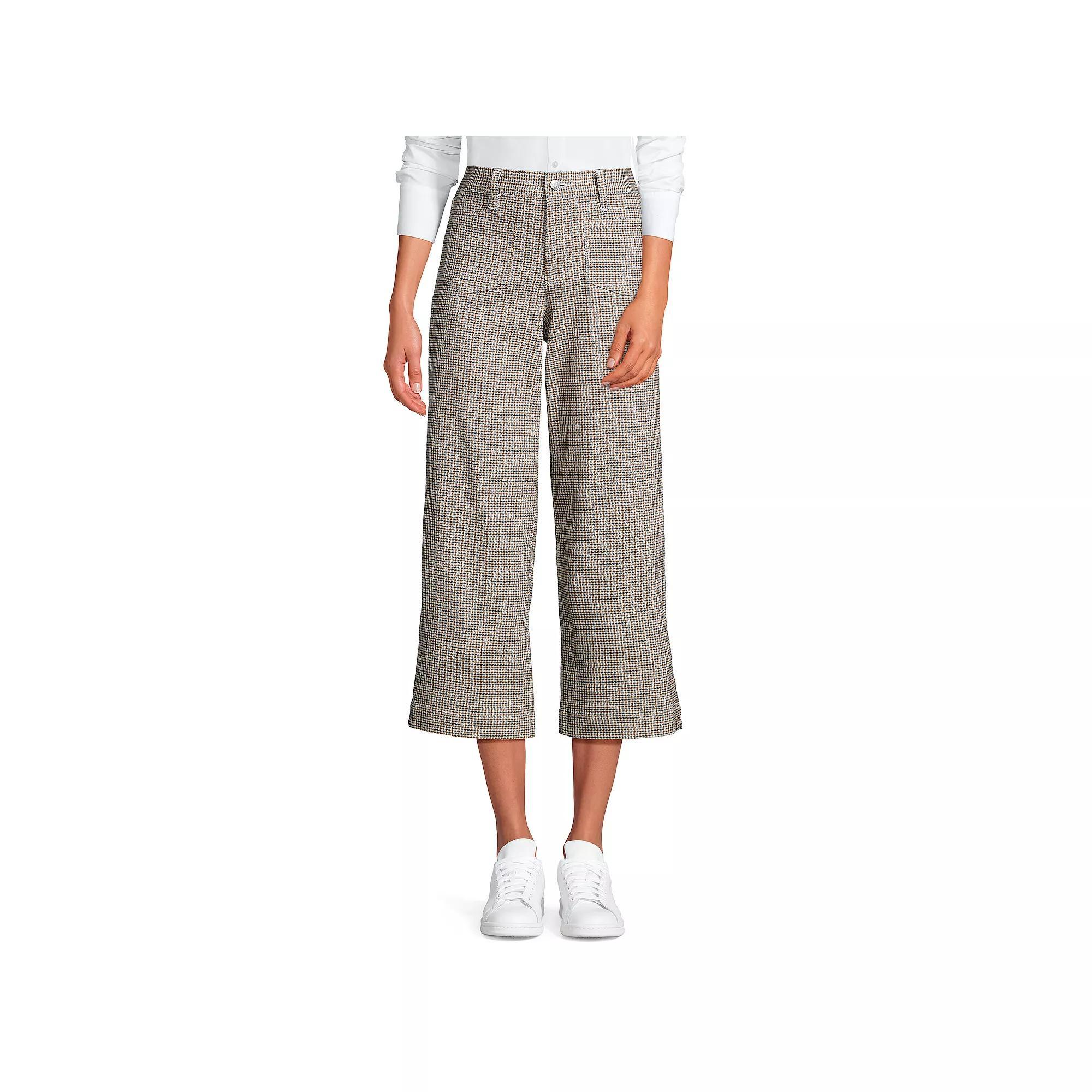 Women's Lands' End High-Rise Wide Leg Crop Pants, Size: 4, Red Houndsto Product Image