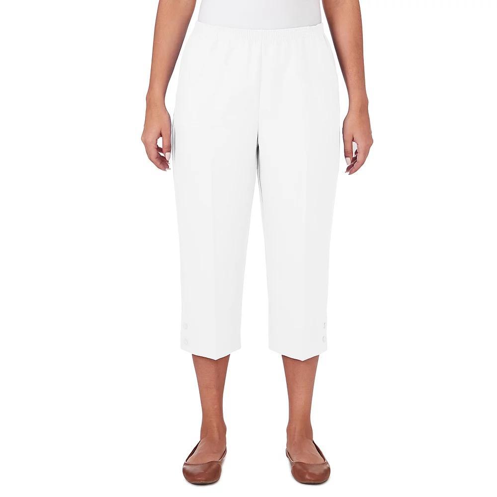 Petite Alfred Dunner Button Hem Capri Pants, Women's, Size: 16 Petite, White Product Image