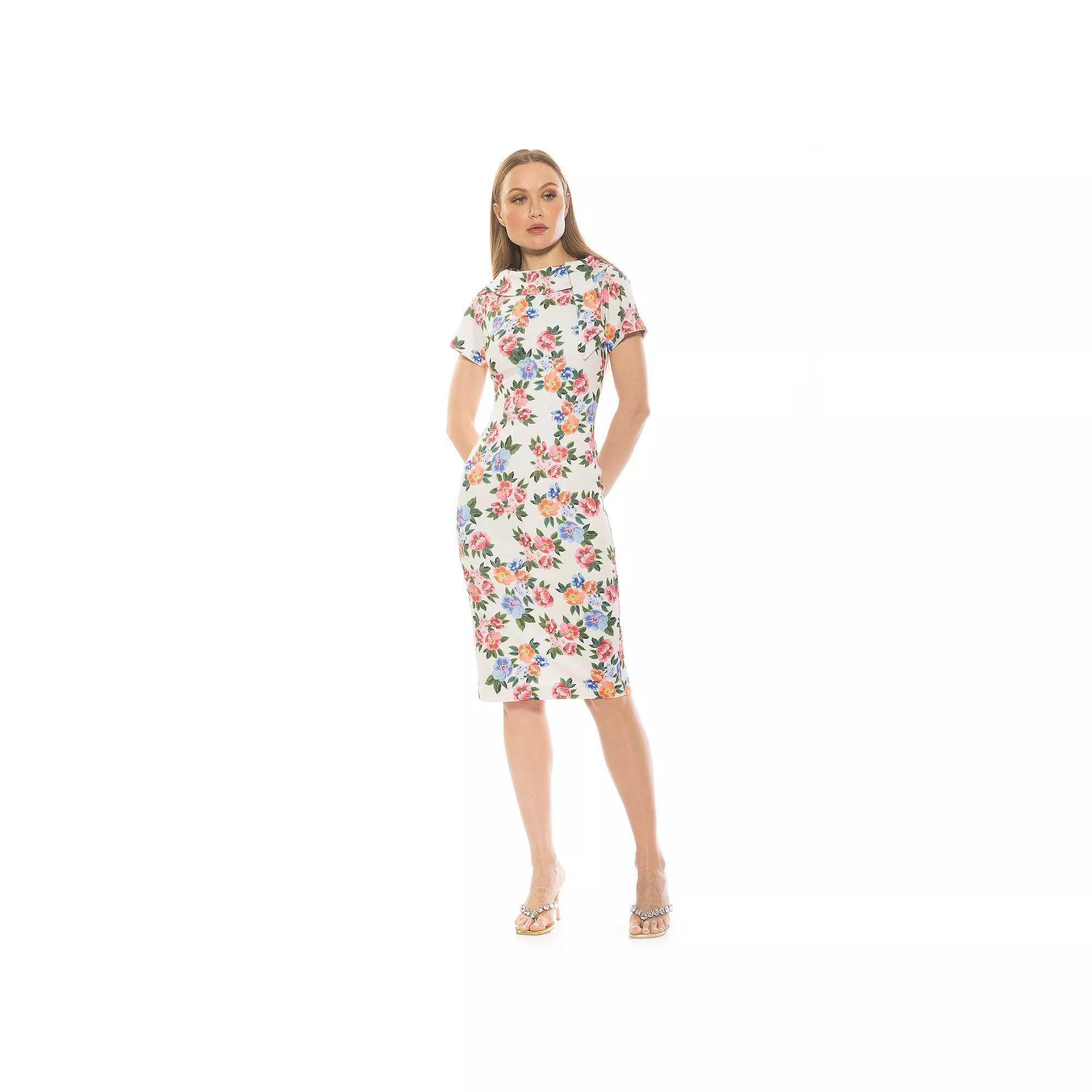 Women's ALEXIA ADMOR Wrene Short Sleeve Sheath Dress, Size: Medium, Fern Green Product Image