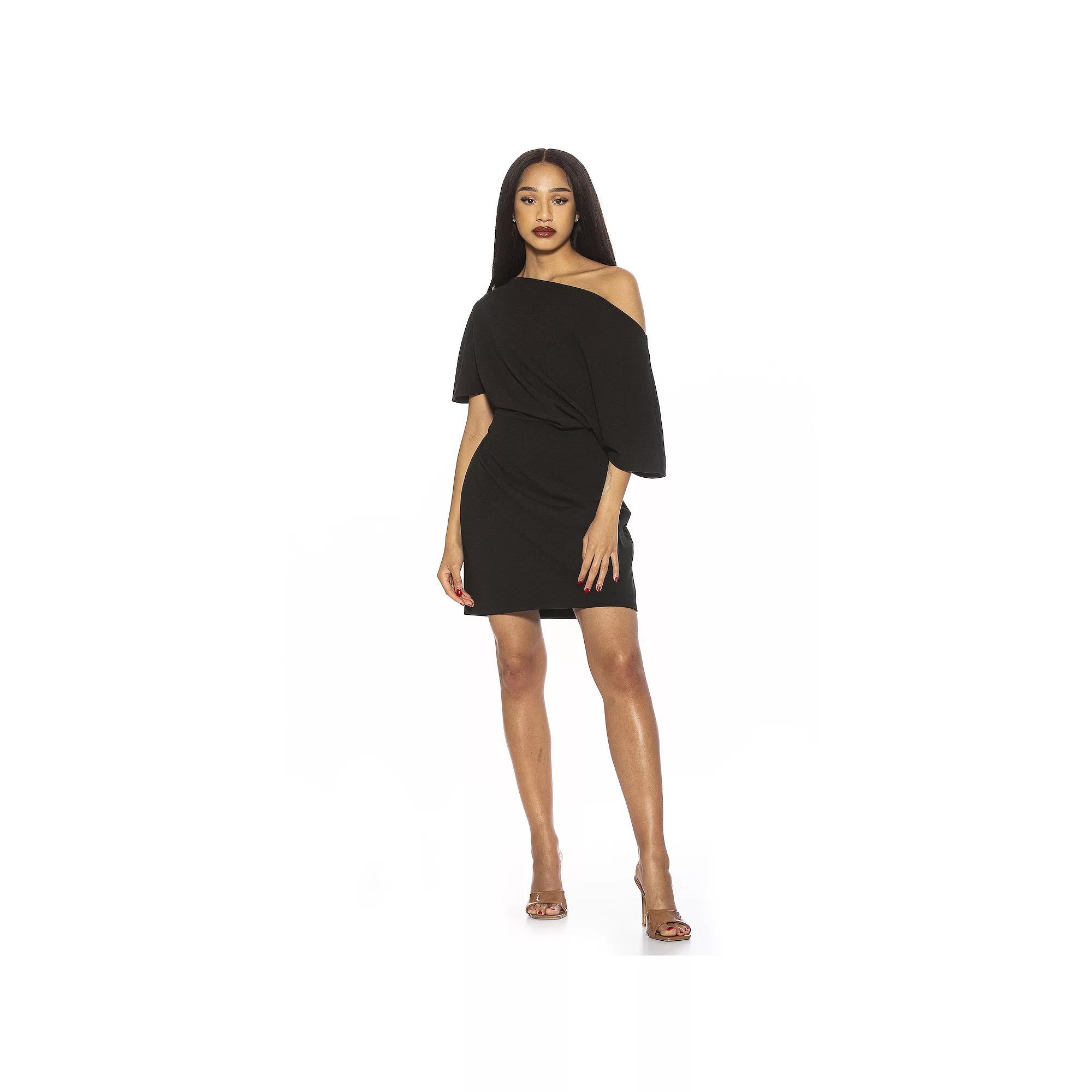Women's ALEXIA ADMOR Draped Shoulder Mini A-Line Dress, Size: Small, Yellow Team Product Image