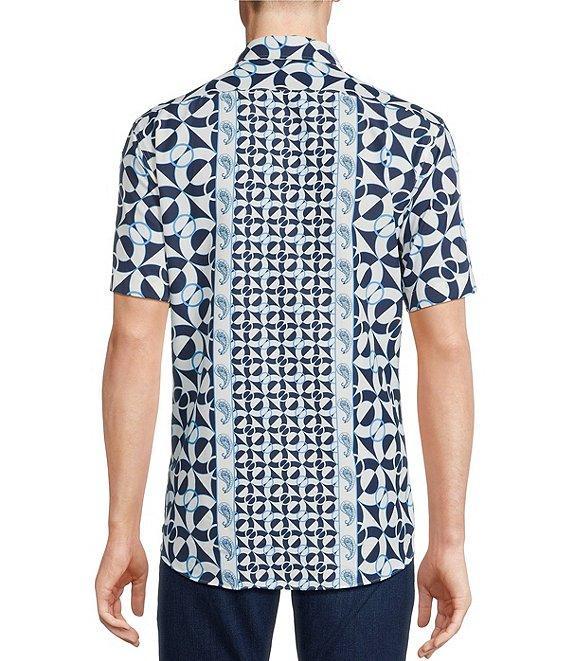 Cremieux Premium Denim Color Block Print Short Sleeve Woven Shirt Product Image