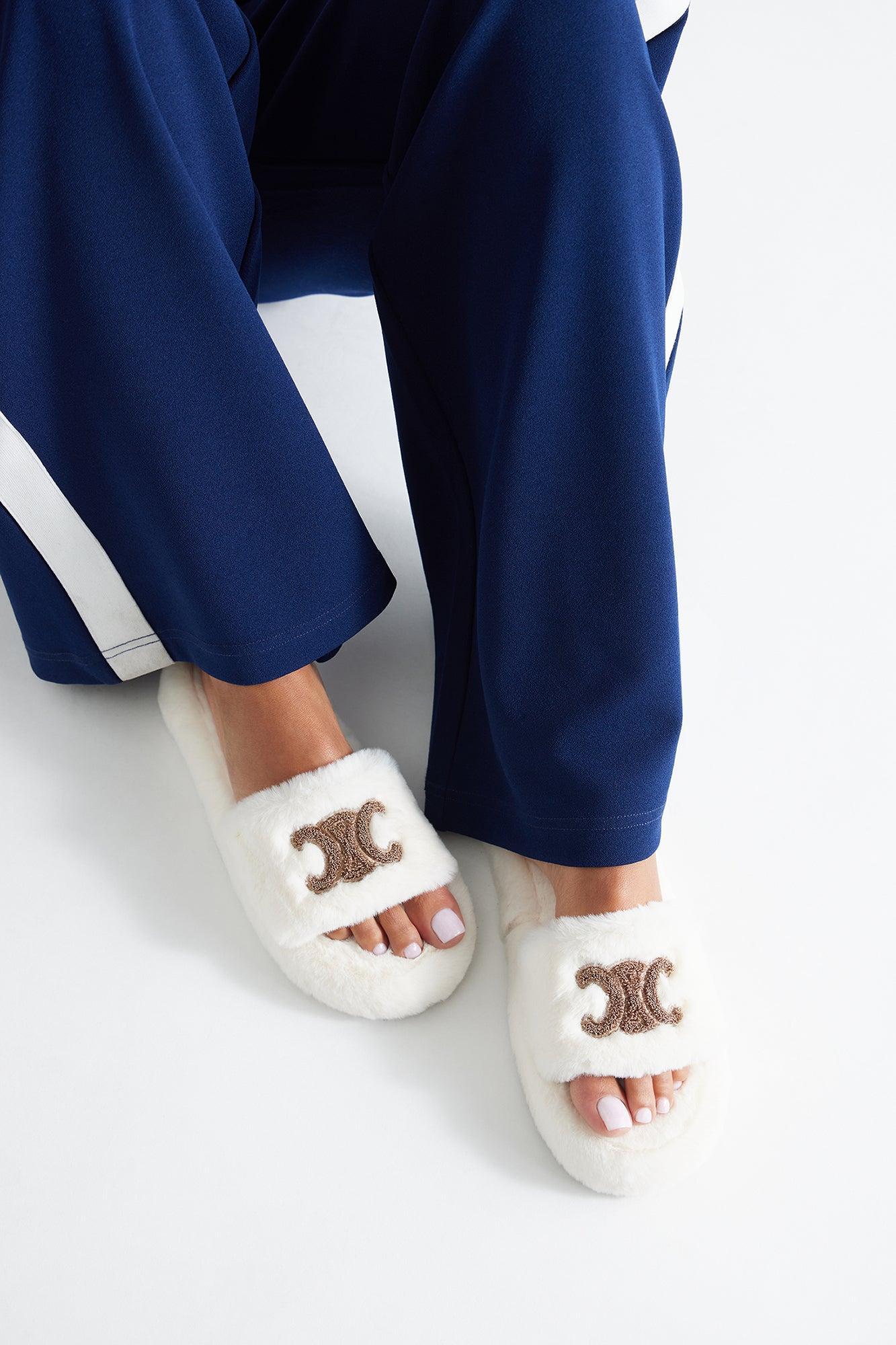 Winda Faux Fur Slippers - Cream Product Image