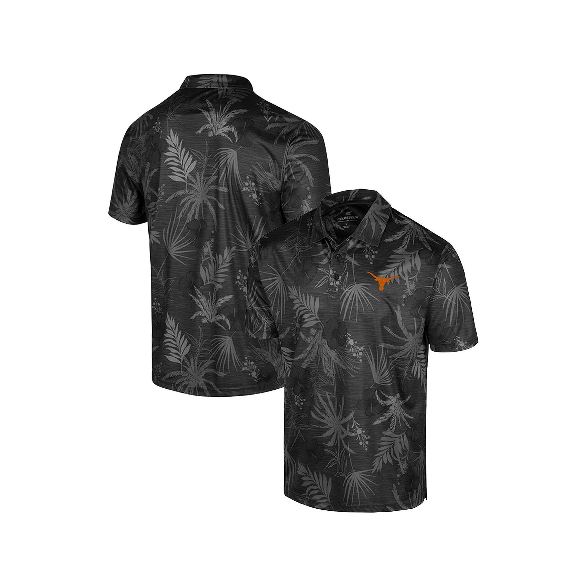 Men's Colosseum Black Texas Longhorns Big & Tall Palms Polo, Size: 3XLT Product Image