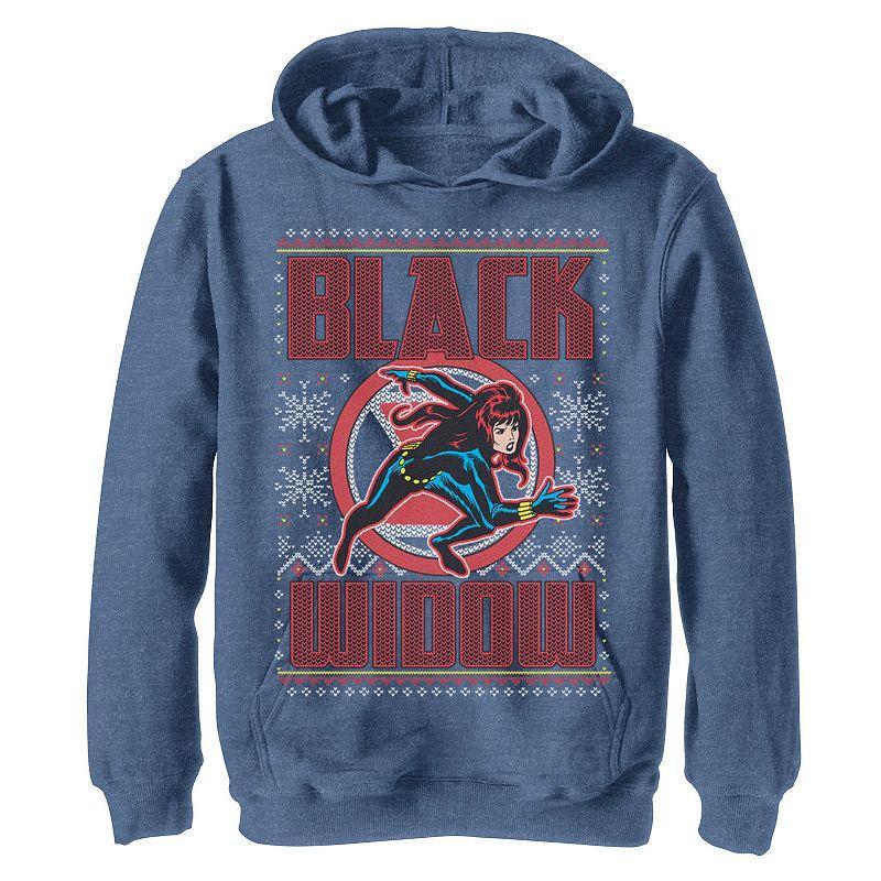 Men's Marvel Black Widow Ugly Christmas Sweatshirt, Size: Large, Blue Product Image