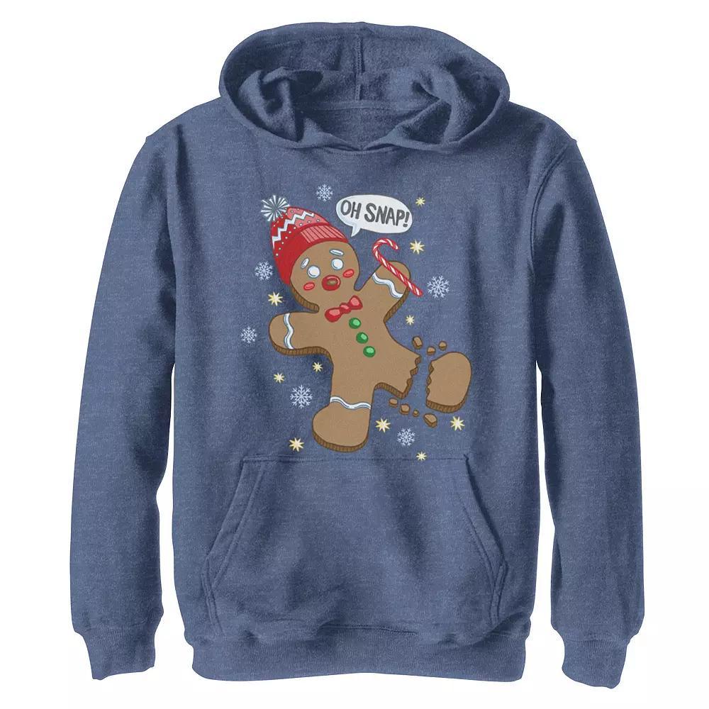 Boys 8-20 Gingerbread Man Oh Snap Christmas Graphic Fleece Hoodie, Boy's, Size: Large, Navy Grey Product Image