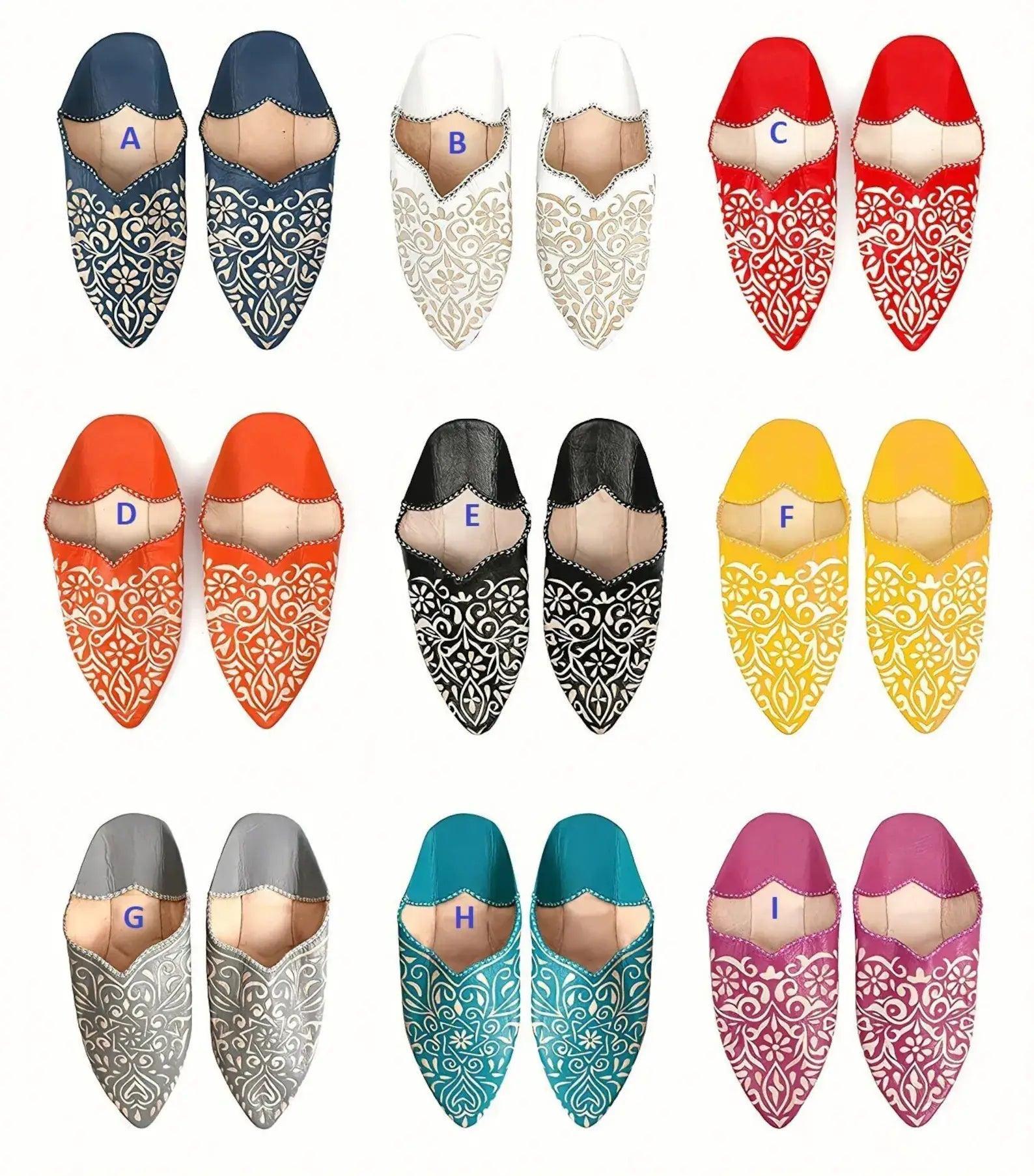 Moroccan Leather Slippers With Sequin Embroidery For Women Product Image
