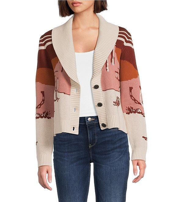Pendleton Western Scenic Graphic Shawl Neckline Long Sleeve Cardigan Product Image