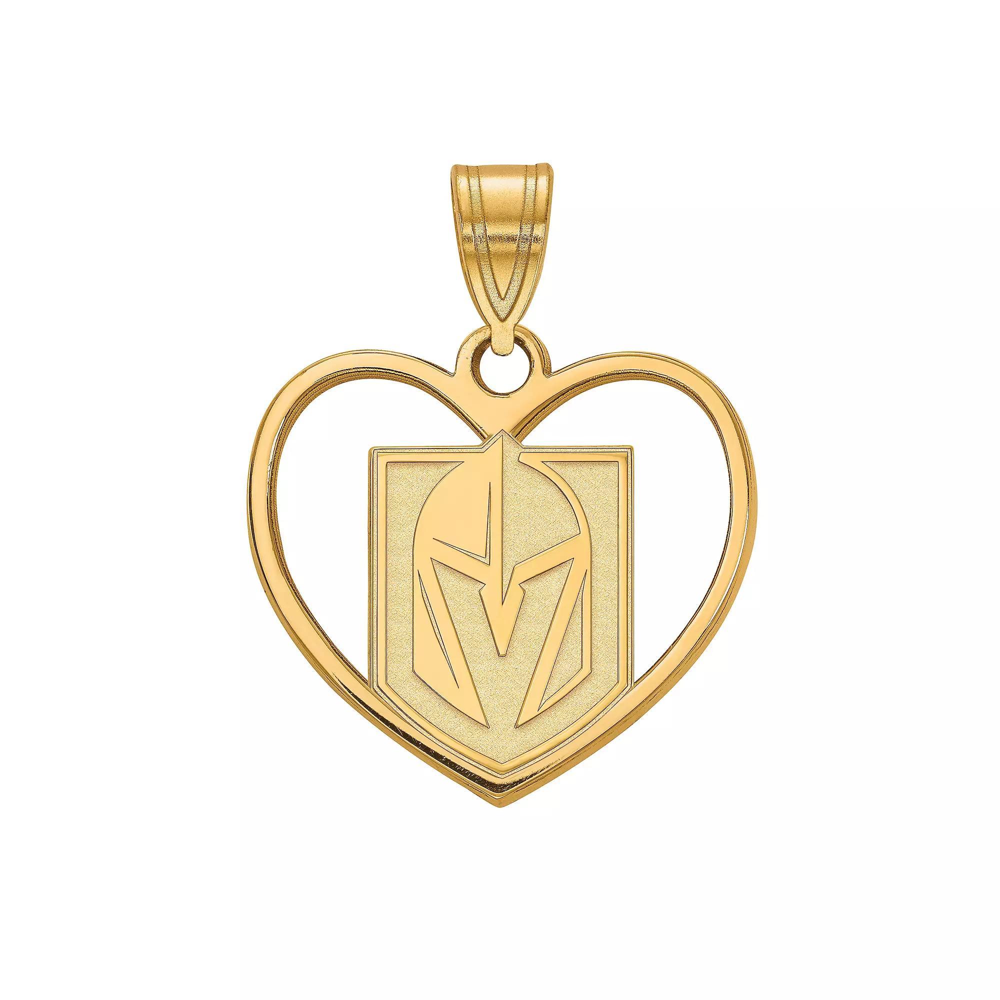 LogoArt Sterling Silver Las Vegas Golden Knights Heart Pendant, Women's, Size: 18 mm, Gold Over Sterling Product Image