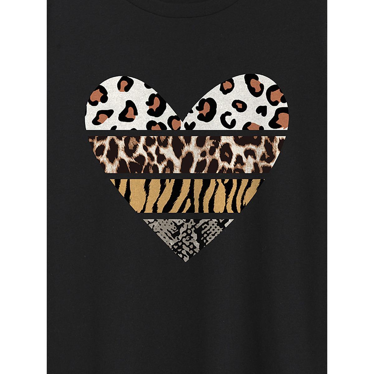 Plus Size Wild at Heart Round Neck T-Shirt Pureblack Women Non Art&design Round Neck Everyday-Casual T-shirts BloomChic 18-20/2X Product Image