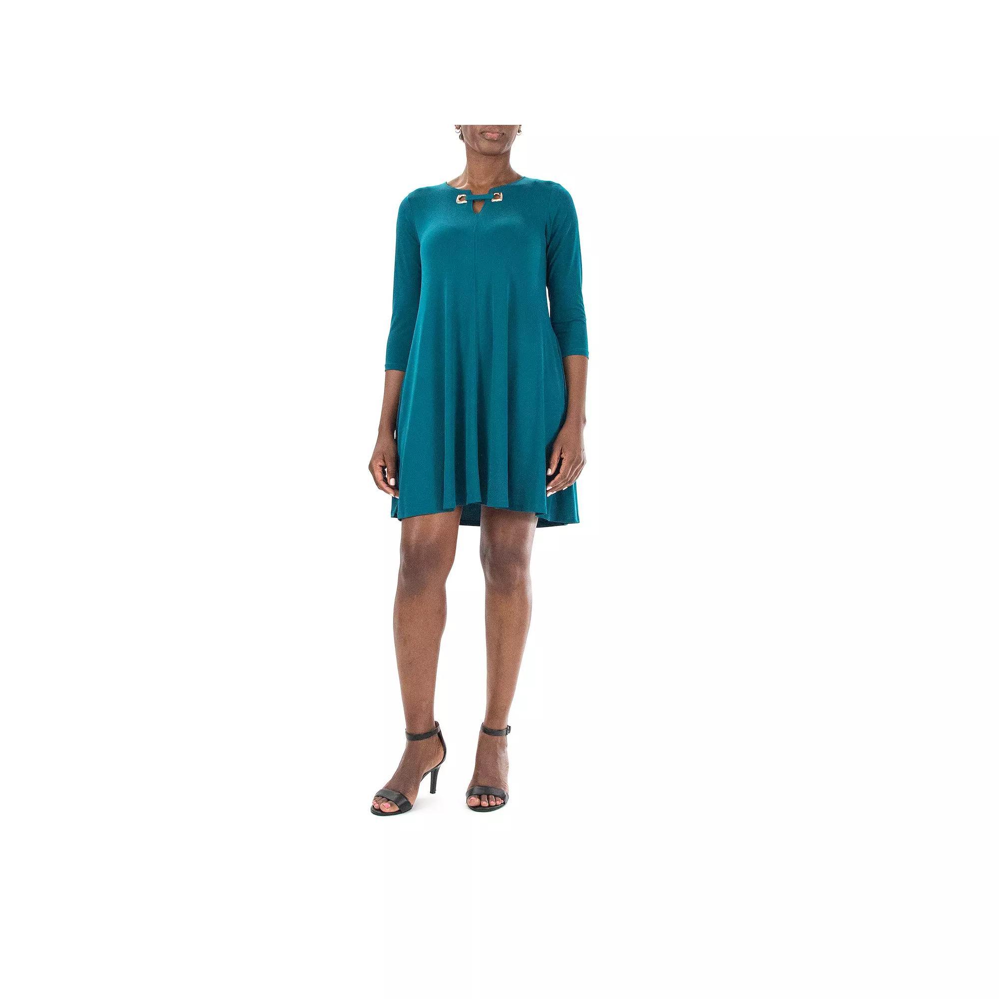 Womens Nina Leonard Embellished Keyhole Swing Dress Product Image