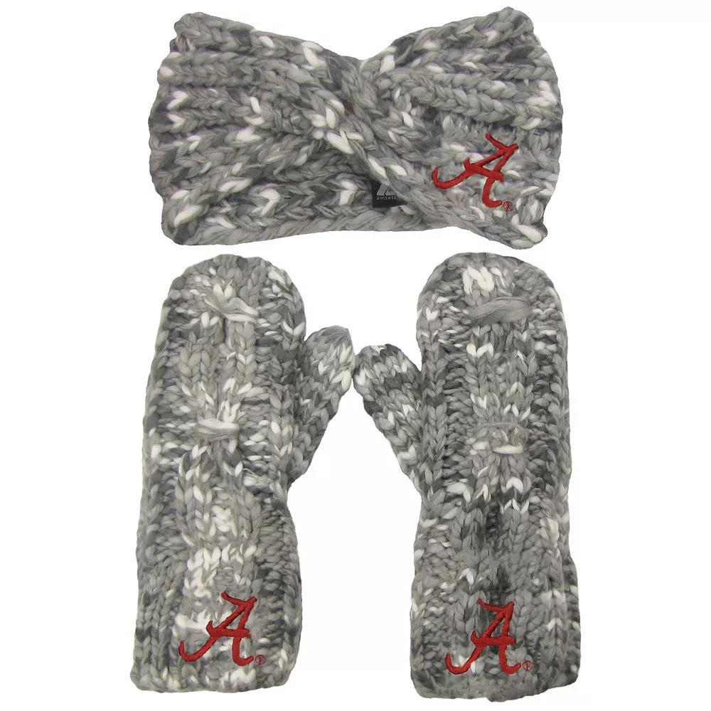Women's ZooZatz Alabama Crimson Tide Logo Marled Headband and Mitten Set, Grey Product Image