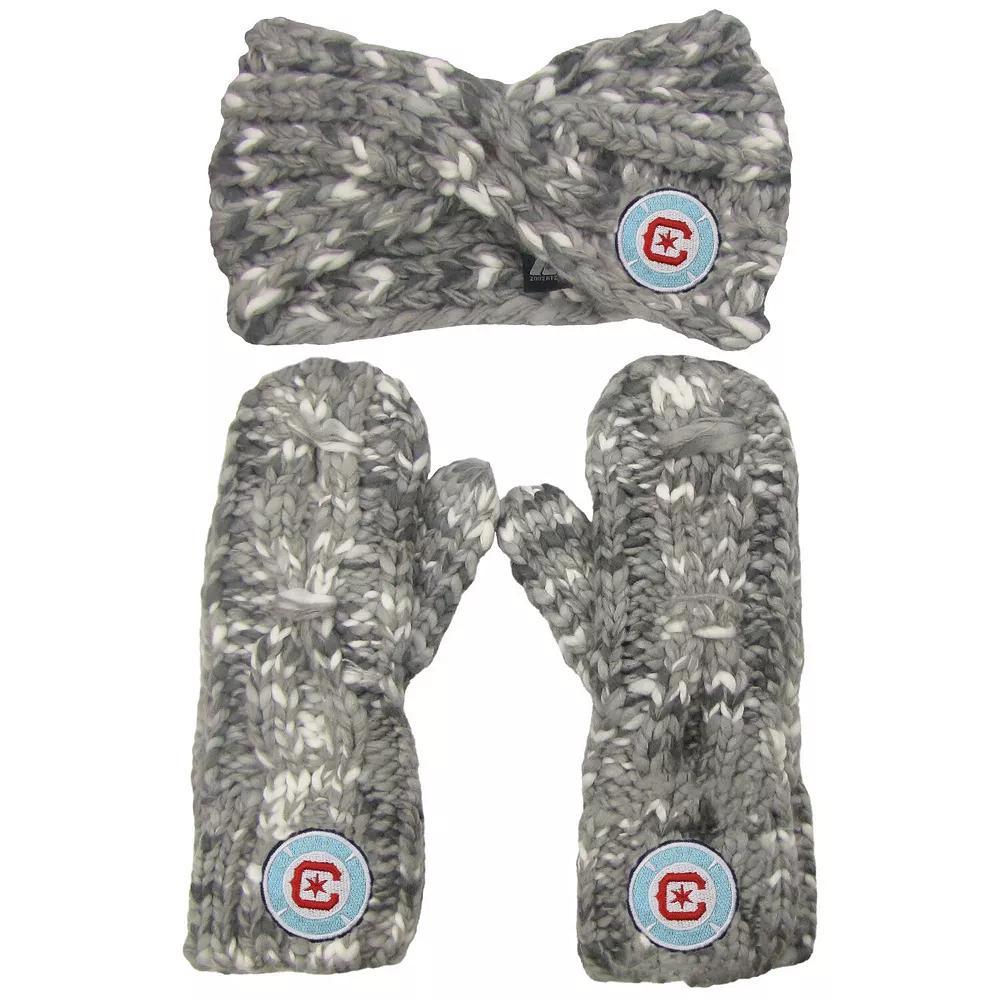 Women's ZooZatz Gray Chicago Fire Marled Headband and Mittens Set, Cfs Grey Product Image