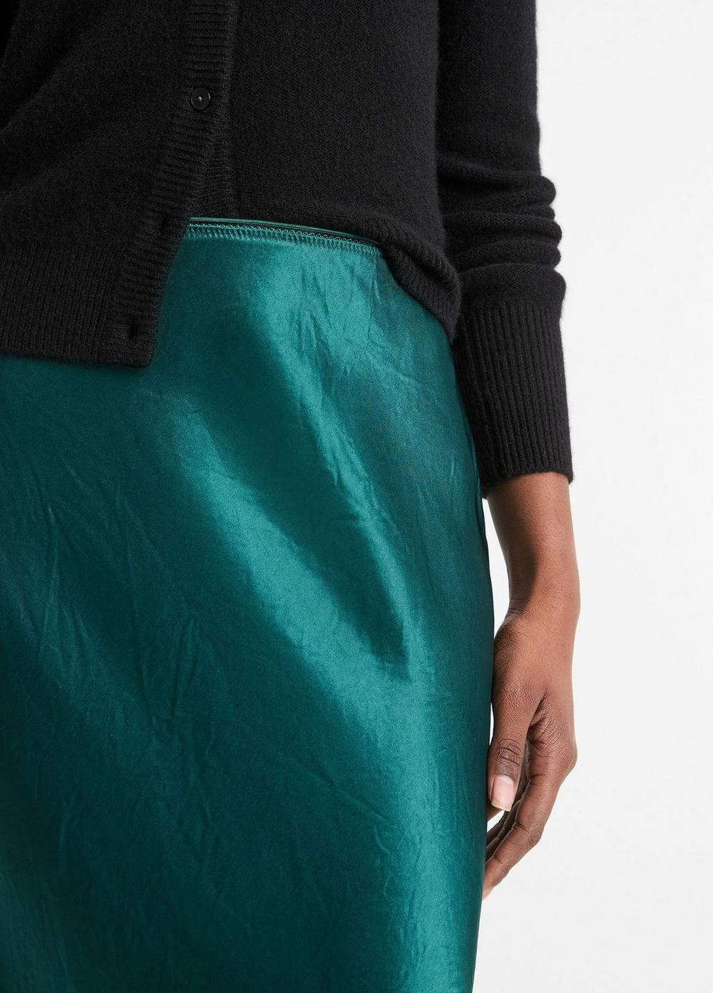 Womens Lingerie-Trim Satin Slip Skirt, Jade Lake, Size XS Vince Product Image