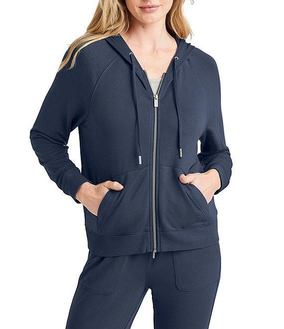 Splendid Knit Crew Neck Long Sleeve Hoodie Zip Up Jacket Product Image
