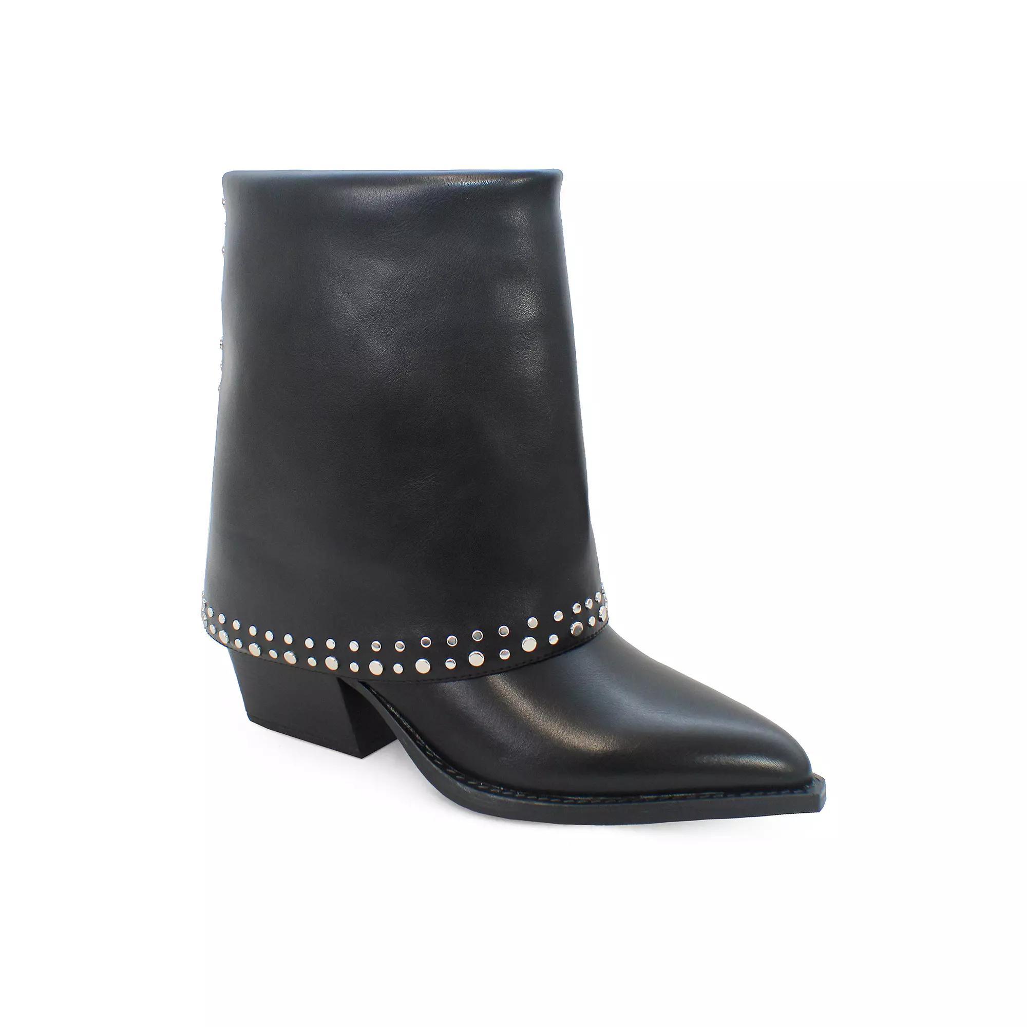 Yoki Gayle Women's Mid Shaft Studded Western Boots, Size: 6.5, Black Product Image