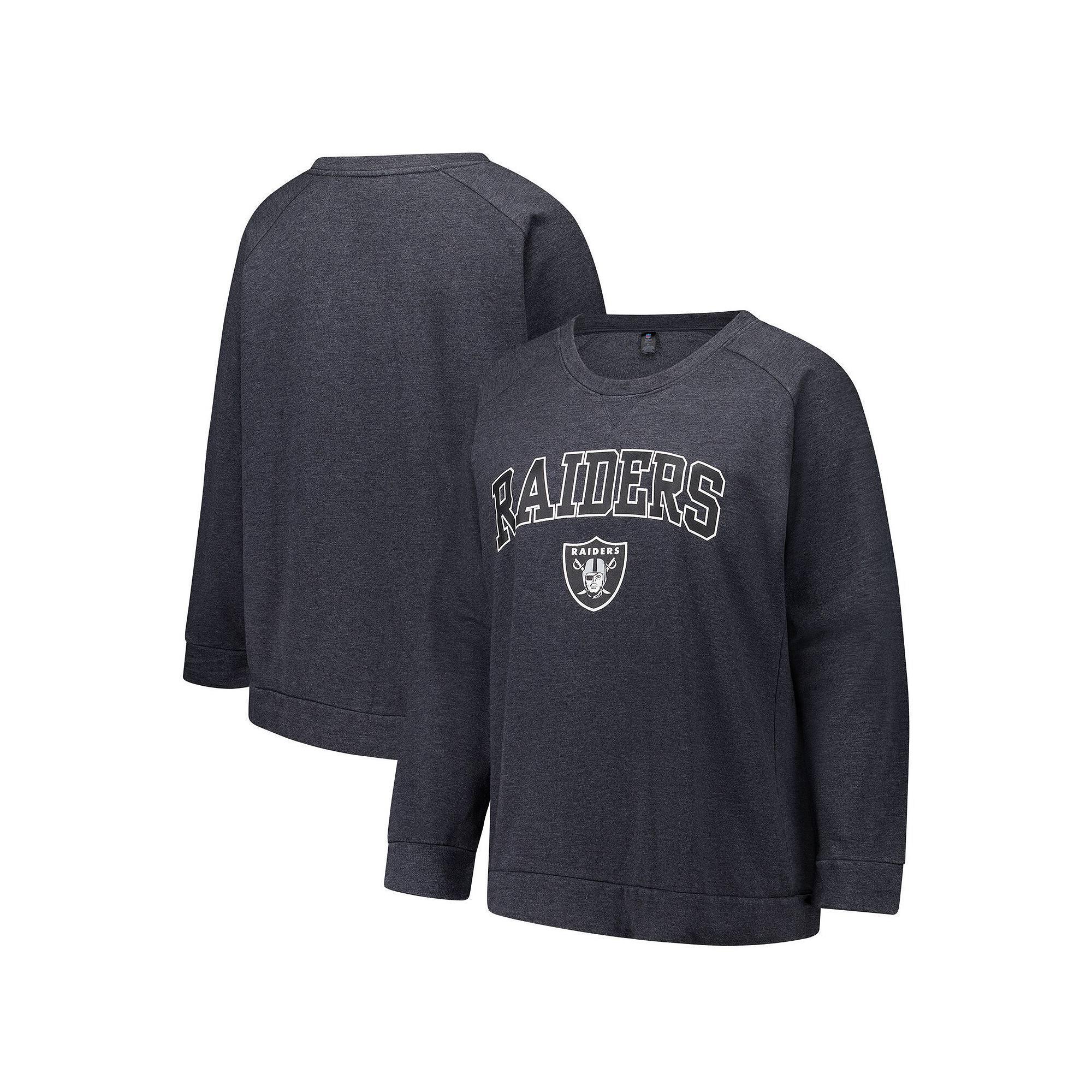 Women's Fanatics  Charcoal Las Vegas Raiders Acid Wash Raglan Pullover Sweatshirt, Size: 2XL, Lvr Charco Product Image