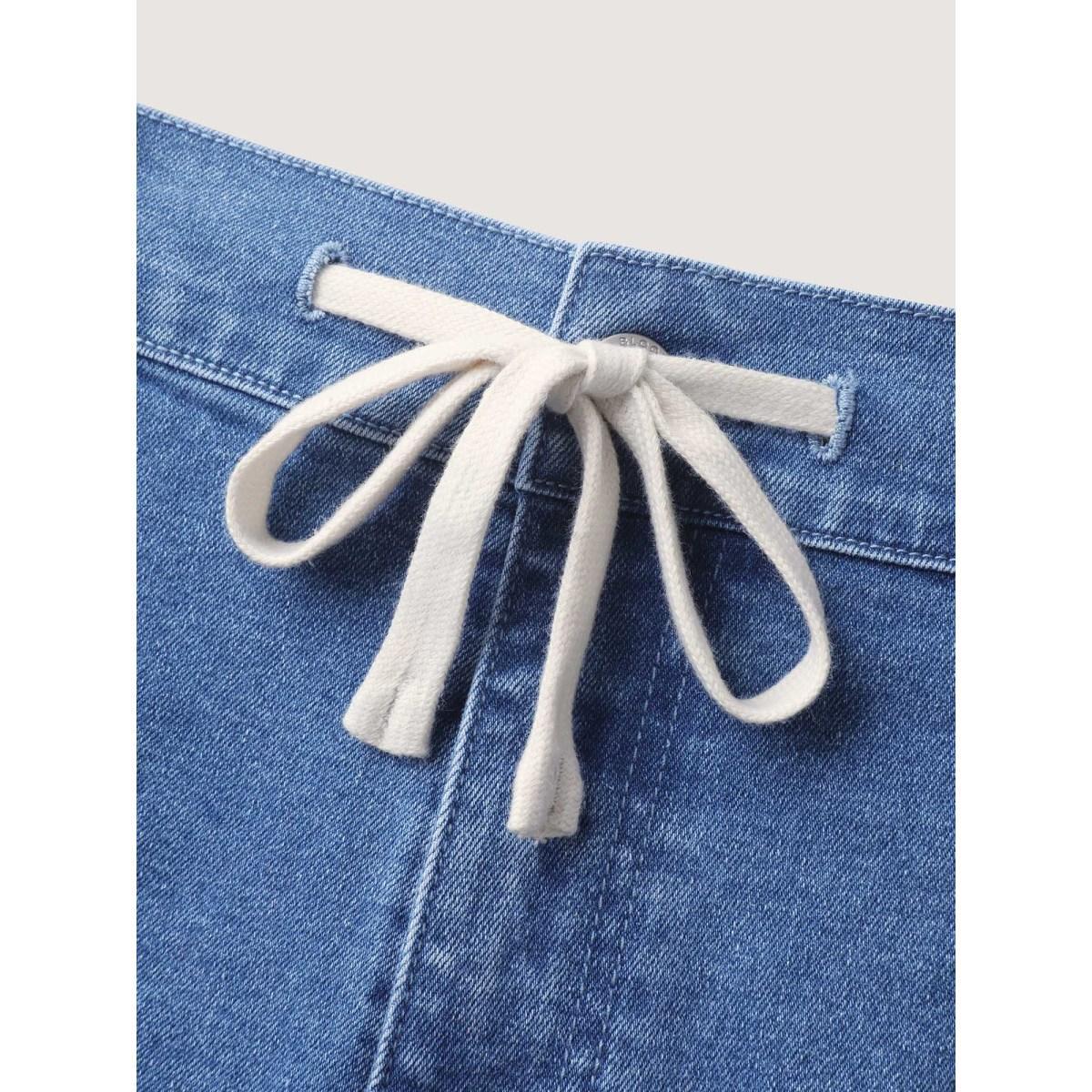 Plus Size Stretch No-Gap Elastic Waist Jeans Women Midblue High stretch Slanted pocket Jeans BloomChic 22/3X Product Image