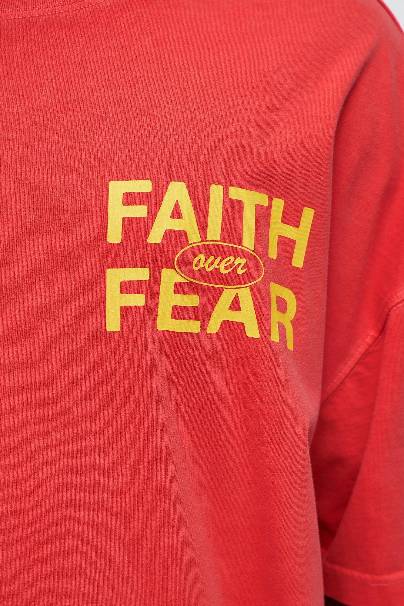 Faith Over Fear Psalm 118:6 Oversized Short Sleeve Tee - Red Male Product Image