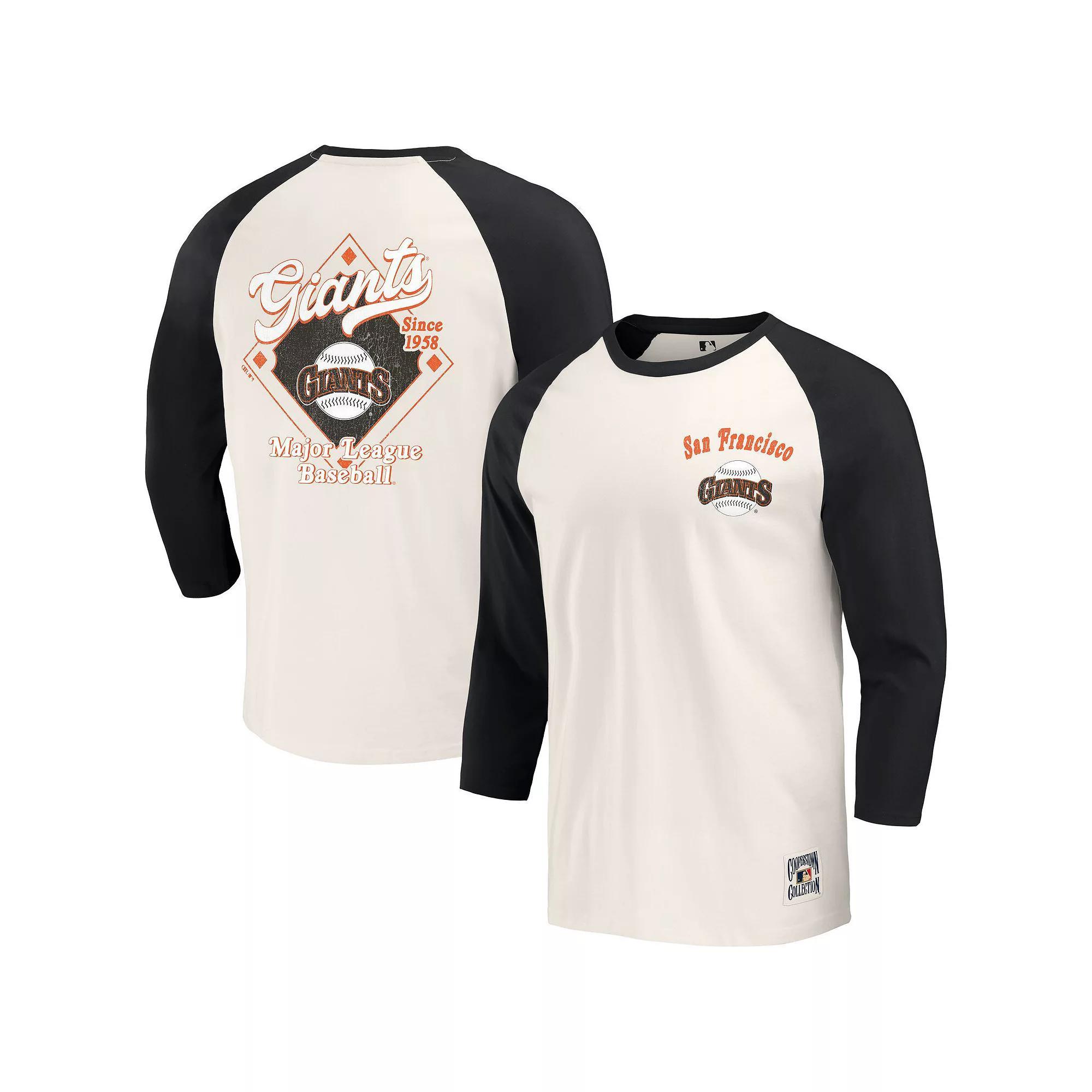 Men's Darius Rucker Collection by Fanatics Black/White Pittsburgh Pirates Cooperstown Collection Raglan 3/4-Sleeve T-Shirt, Size: Small Product Image