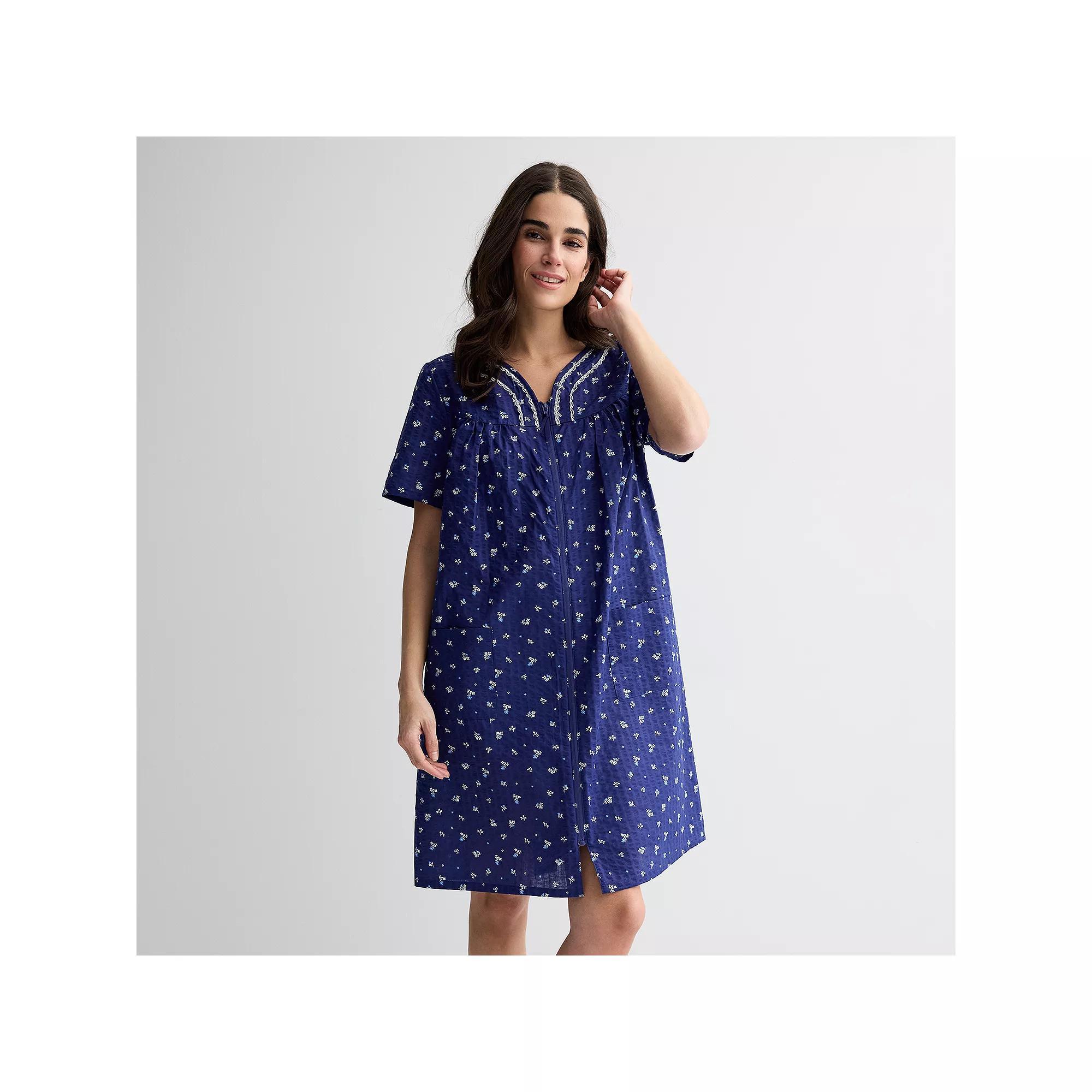 Womens Croft & Barrow Woven Zip Short Robe Product Image