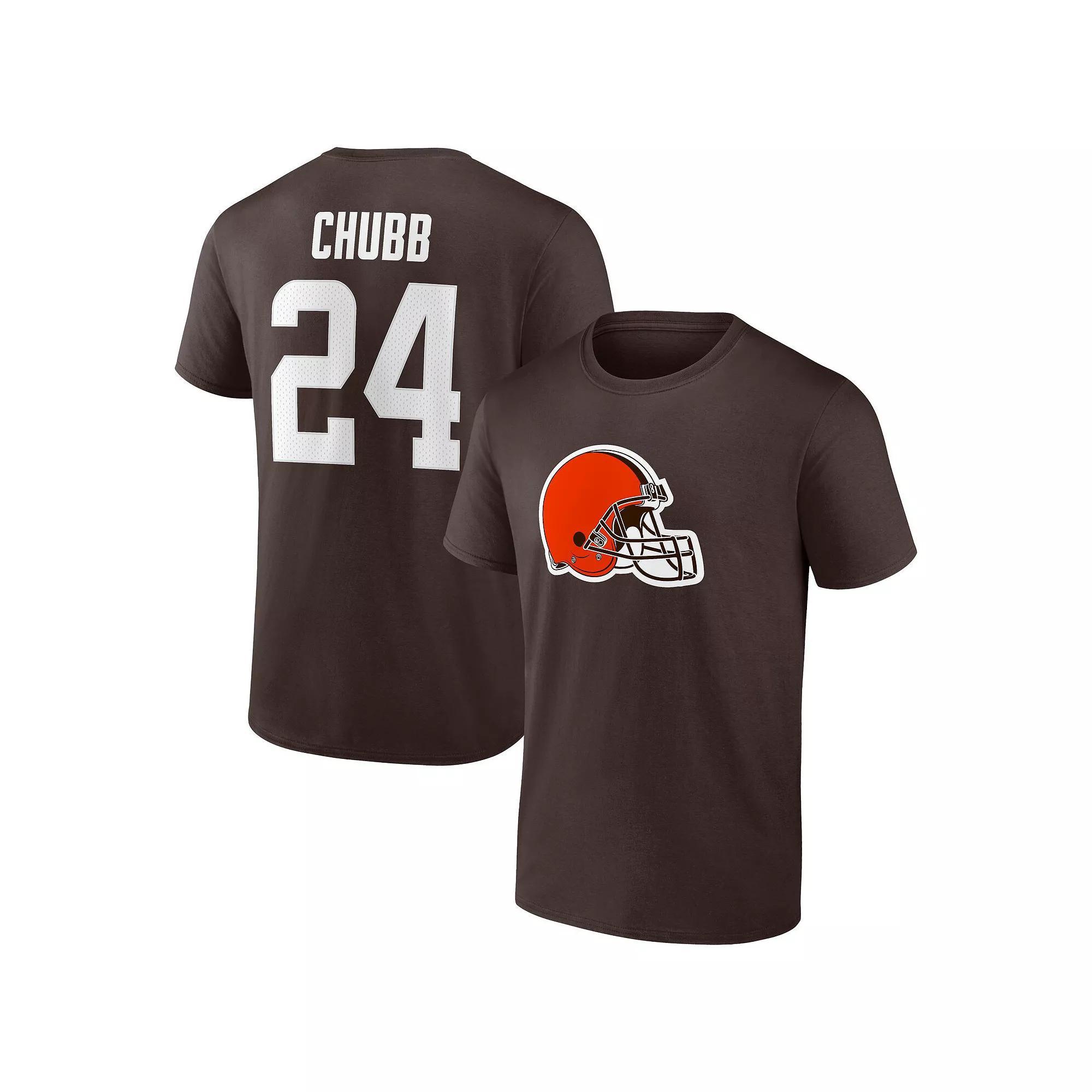 Men's Fanatics Branded Nick Chubb Brown Cleveland Browns Player Icon Name & Number T-Shirt, Size: Medium Product Image