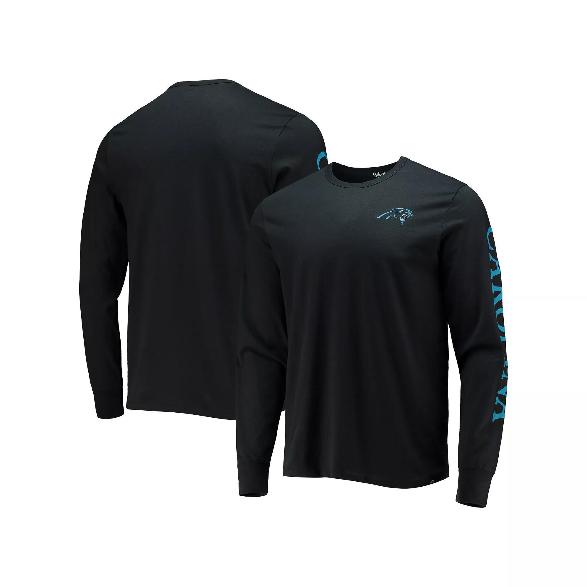 Men's '47 Black Carolina Panthers Franklin Long Sleeve T-Shirt, Size: 2XL Product Image