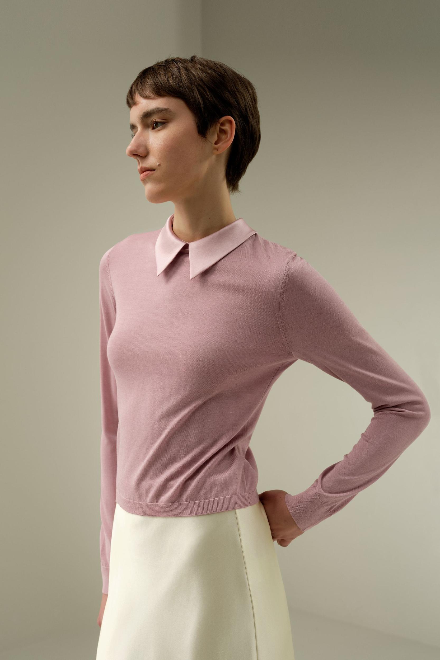 Elitist Silk Knitted Top with Collar Product Image