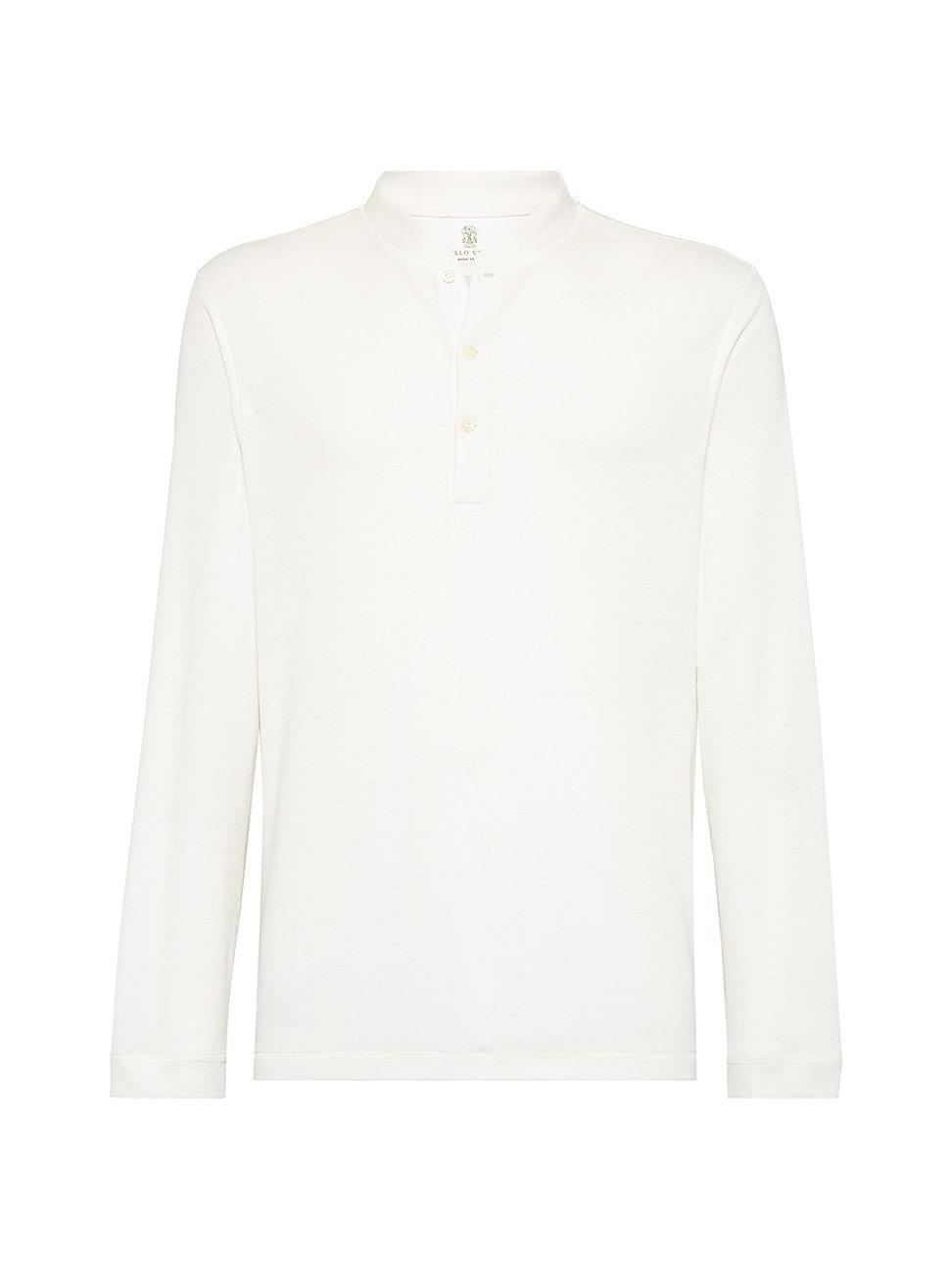 Mens Cotton Waffle Jersey Long Sleeve T-Shirt with Henley Collar Product Image