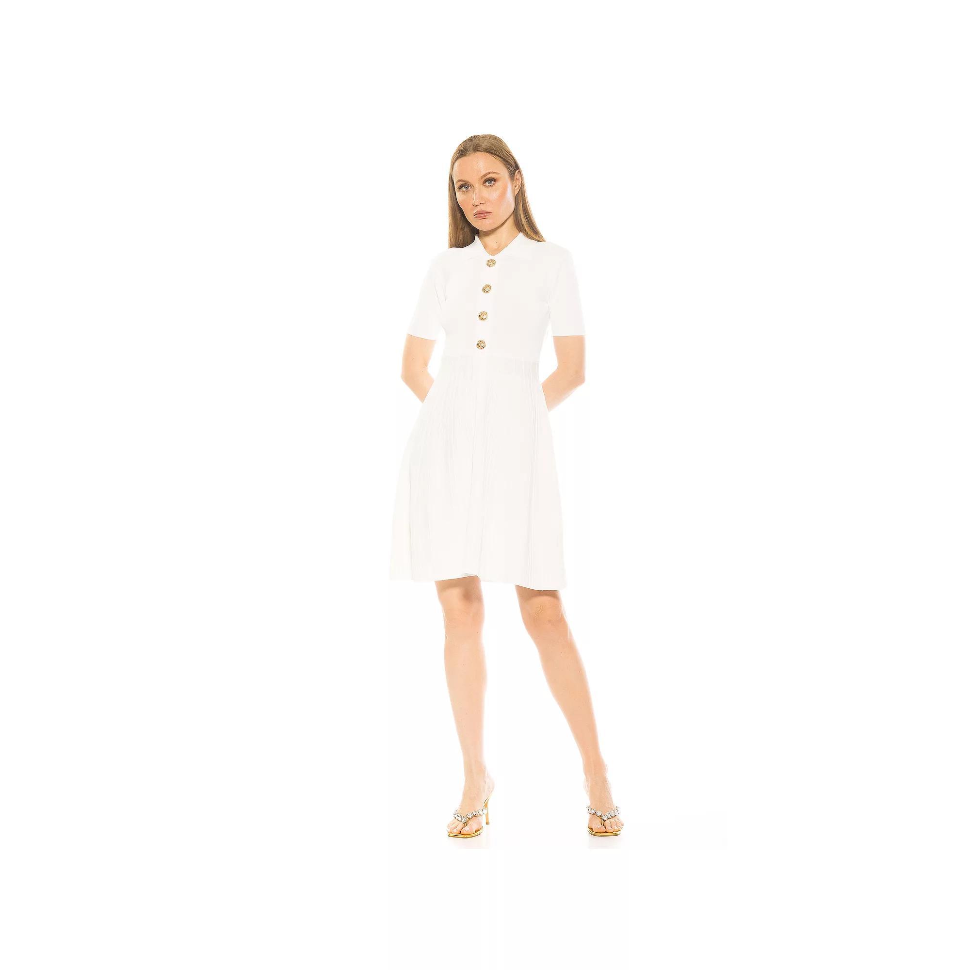 Women's ALEXIA ADMOR Soren Knit Fit & Flare Dress, Size: Medium, Ivory Product Image