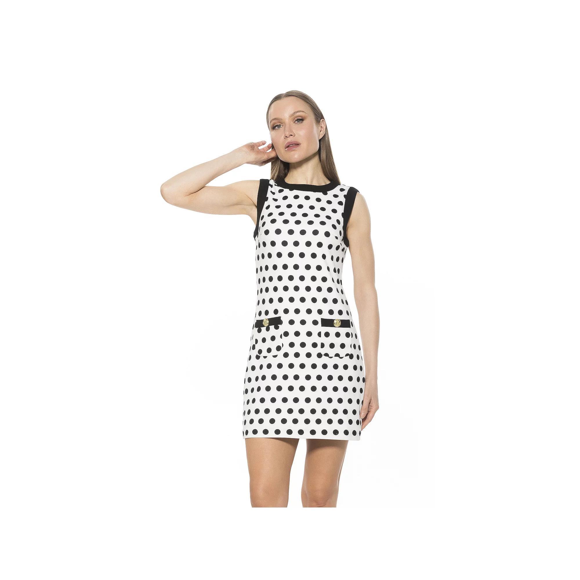 Women's ALEXIA ADMOR Piper Contrast Crewneck Shift Mini Dress, Size: Medium, Ivory Product Image