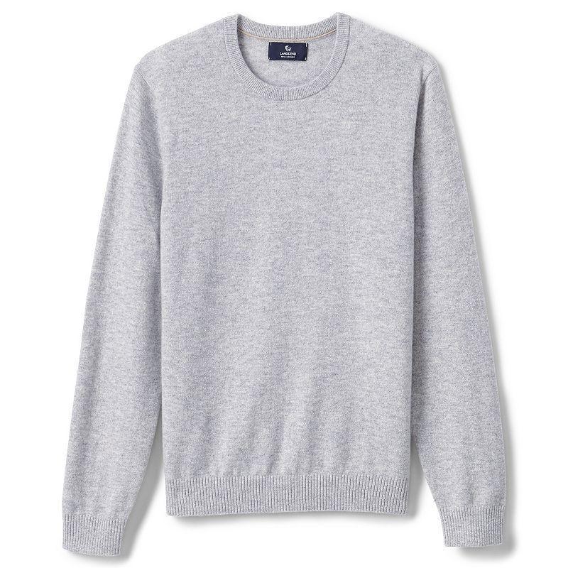 Men's Lands' End Fine-Gauge Cashmere Crewneck Sweater, Size: Small, Grey Heather Product Image