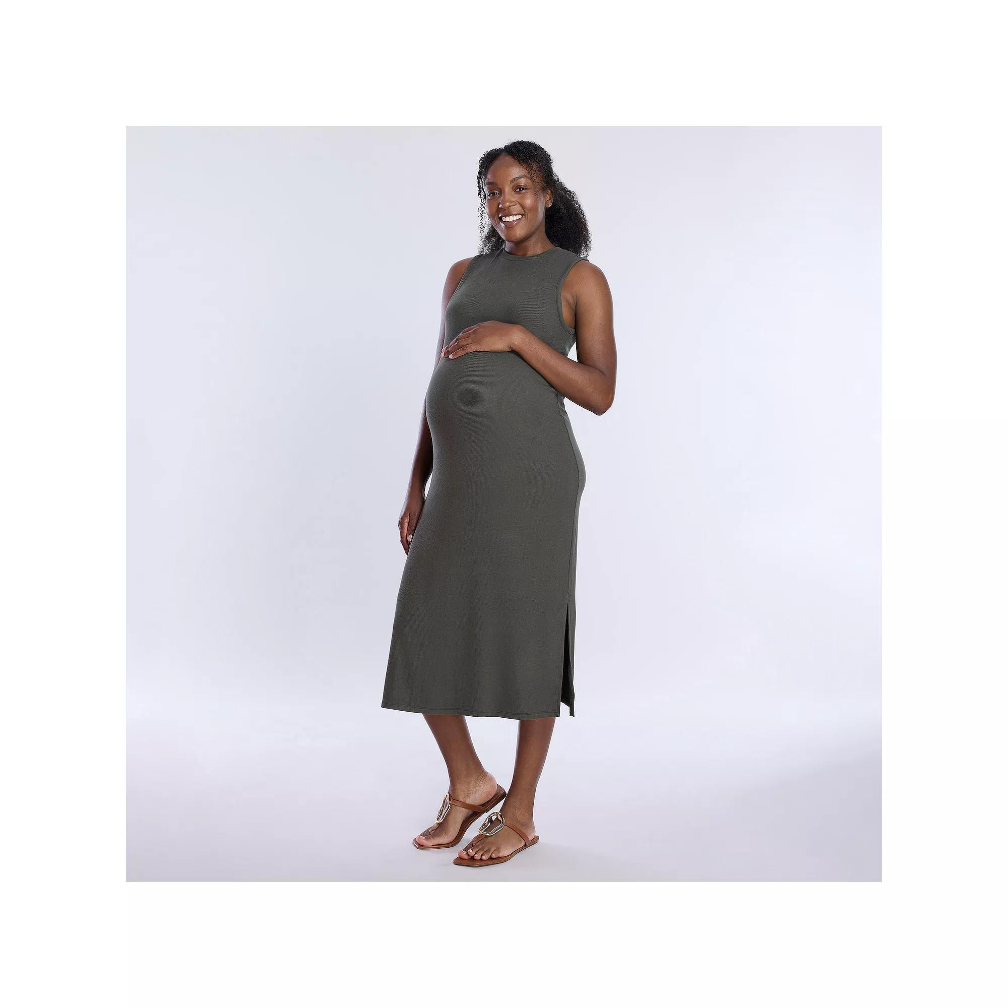 Maternity Motherhood® Rib Knit Midi Dress, Women's, Size: XS-MAT, Black Product Image
