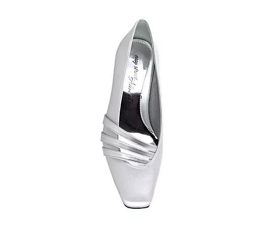 Easy Street Entice Women's Square Toe Pumps, Size: 9.5 Ww, Silver Satin Product Image