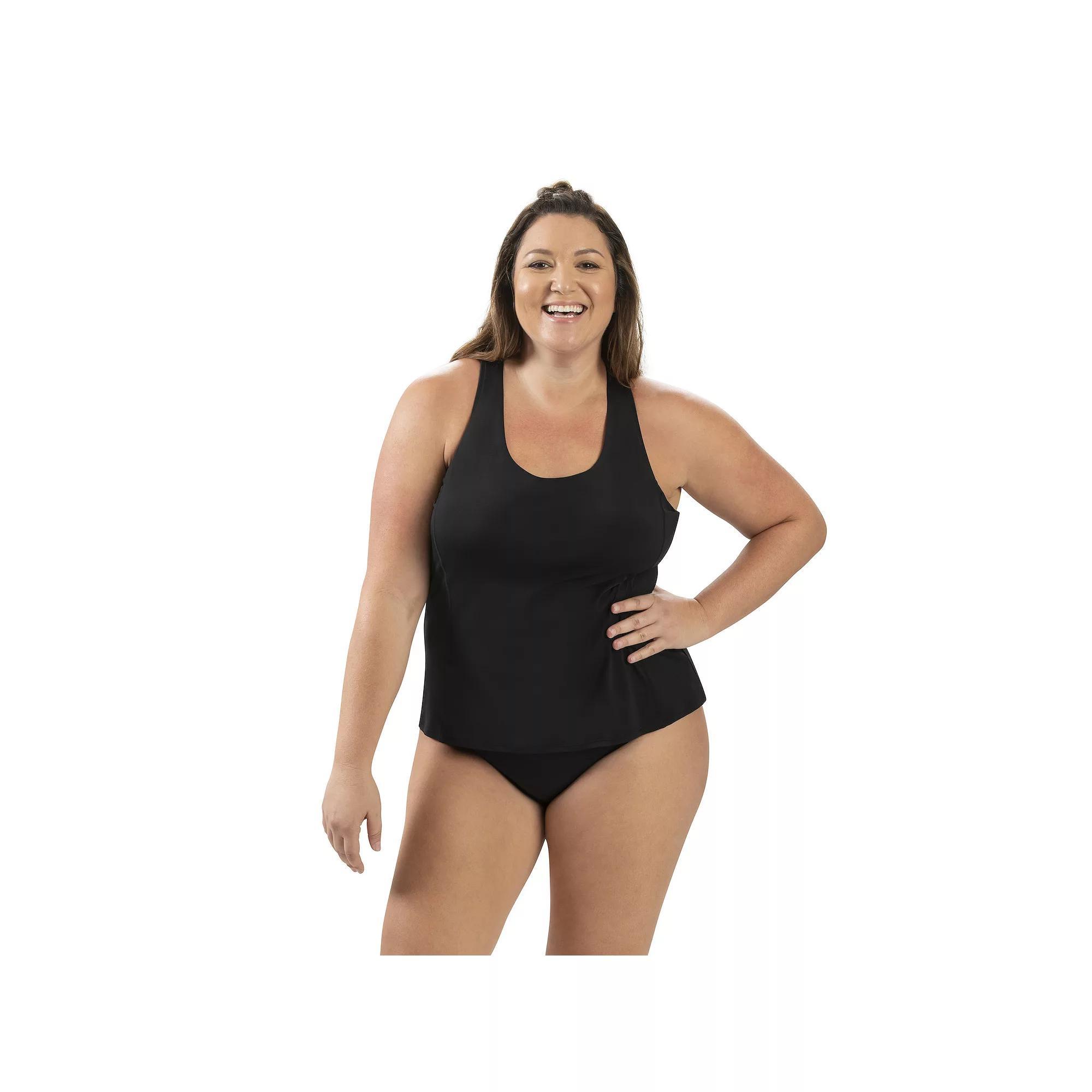 Women's Dolfin Aquashape UPF 50+ Solid Twist-Back Tankini Top, Size: XXL, Black Product Image