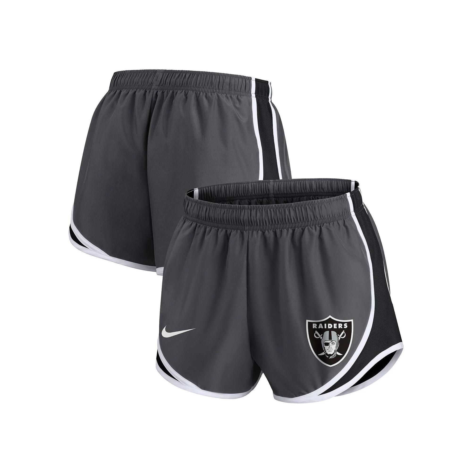 Women's Nike Charcoal Carolina Panthers Logo Performance Tempo Shorts, Size: Large Product Image